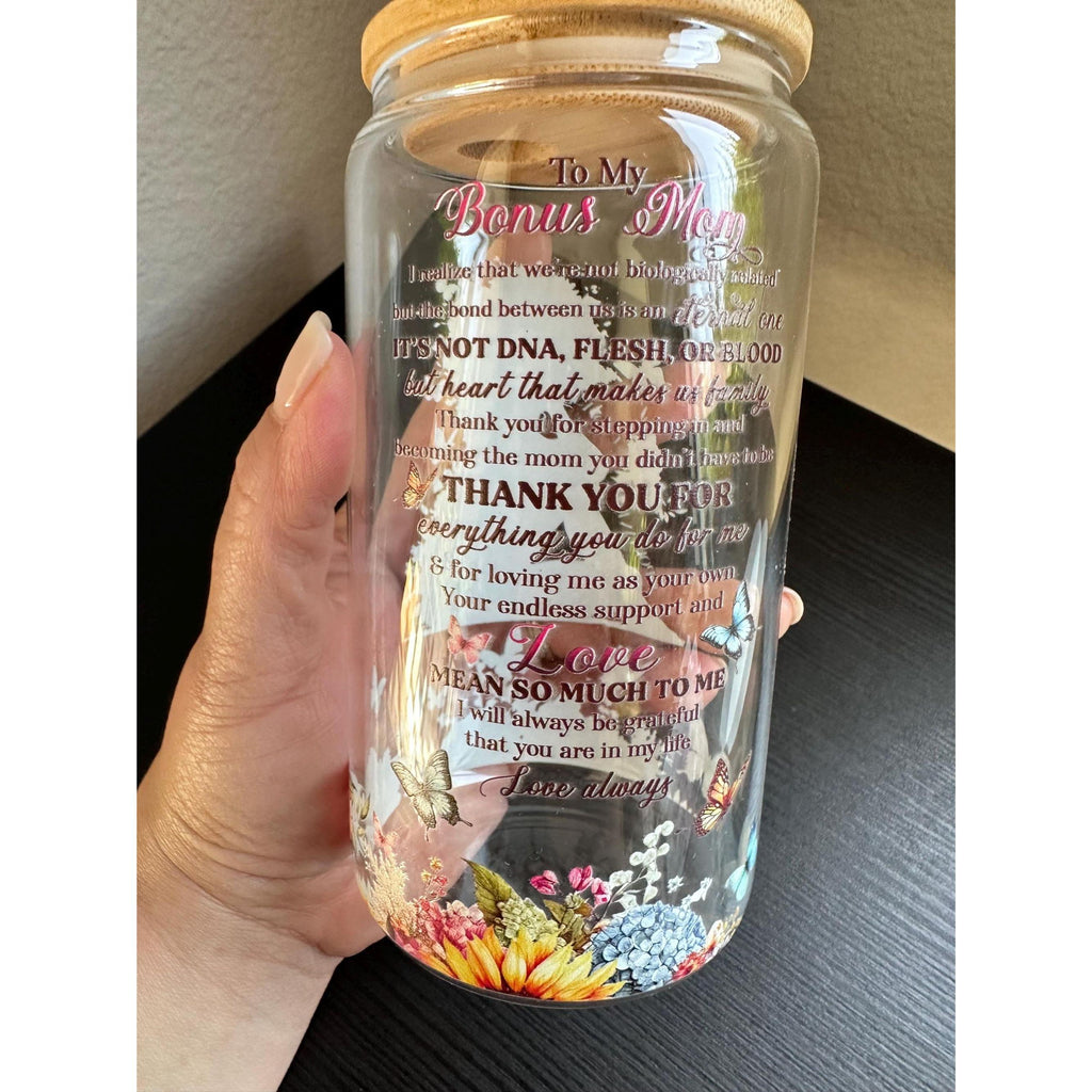 You Are Enough Glass Cup 16oz Bamboo Lid Straw Affirmation Gift