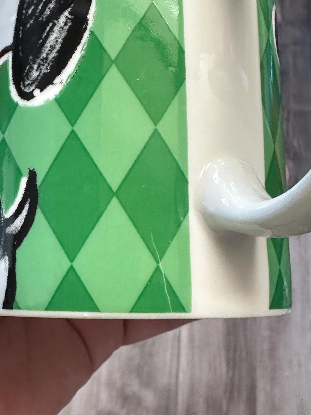 Snoopy Mug Peanuts 12oz White Green Coffee Cup. GUC