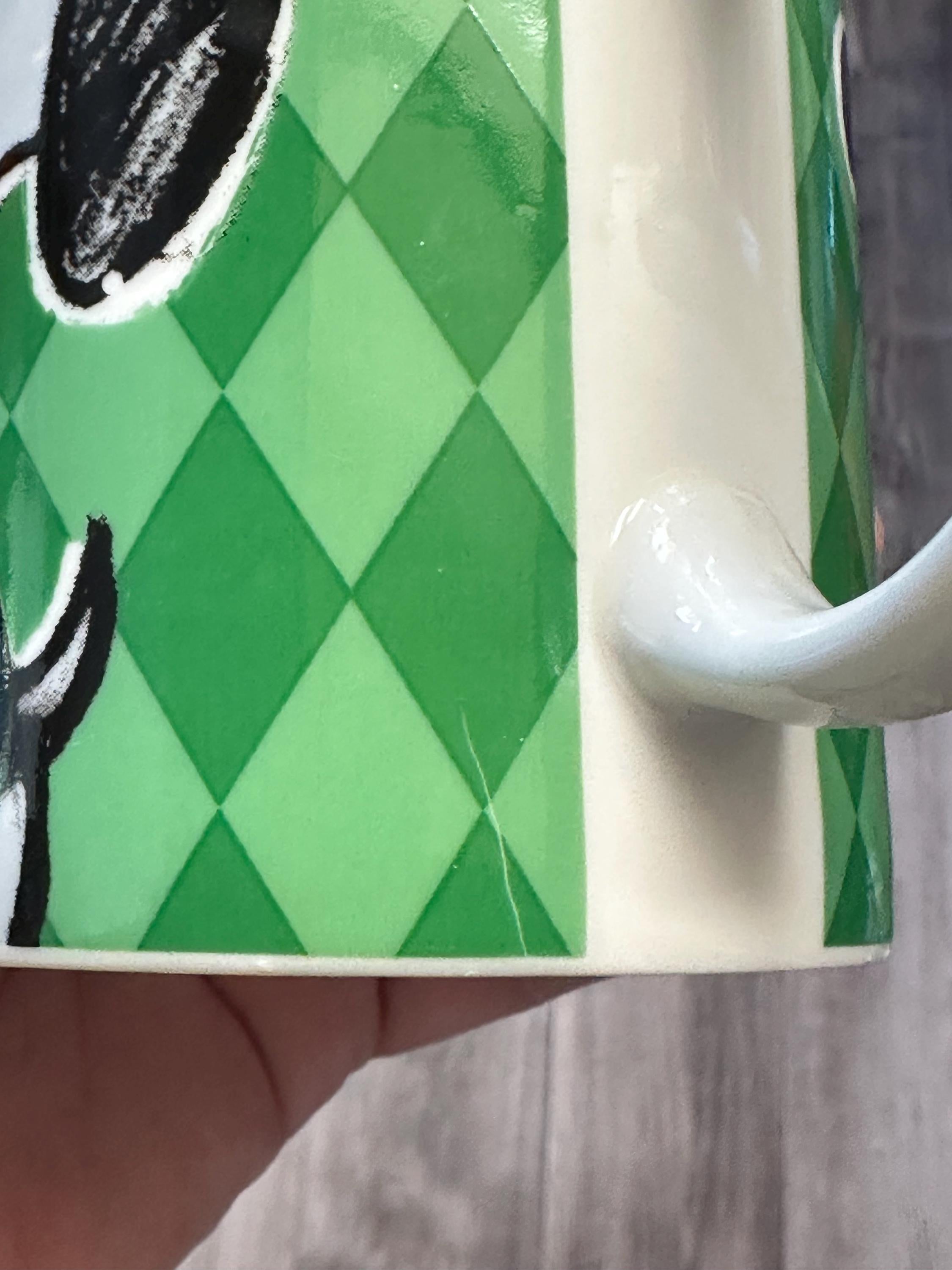 Snoopy Mug Peanuts 12oz White Green Coffee Cup. GUC