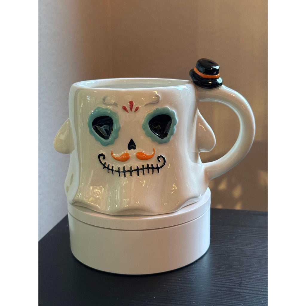 Ghost Calavera Coffee Mug Halloween Skull Cup Day of the Dead Mug. New!