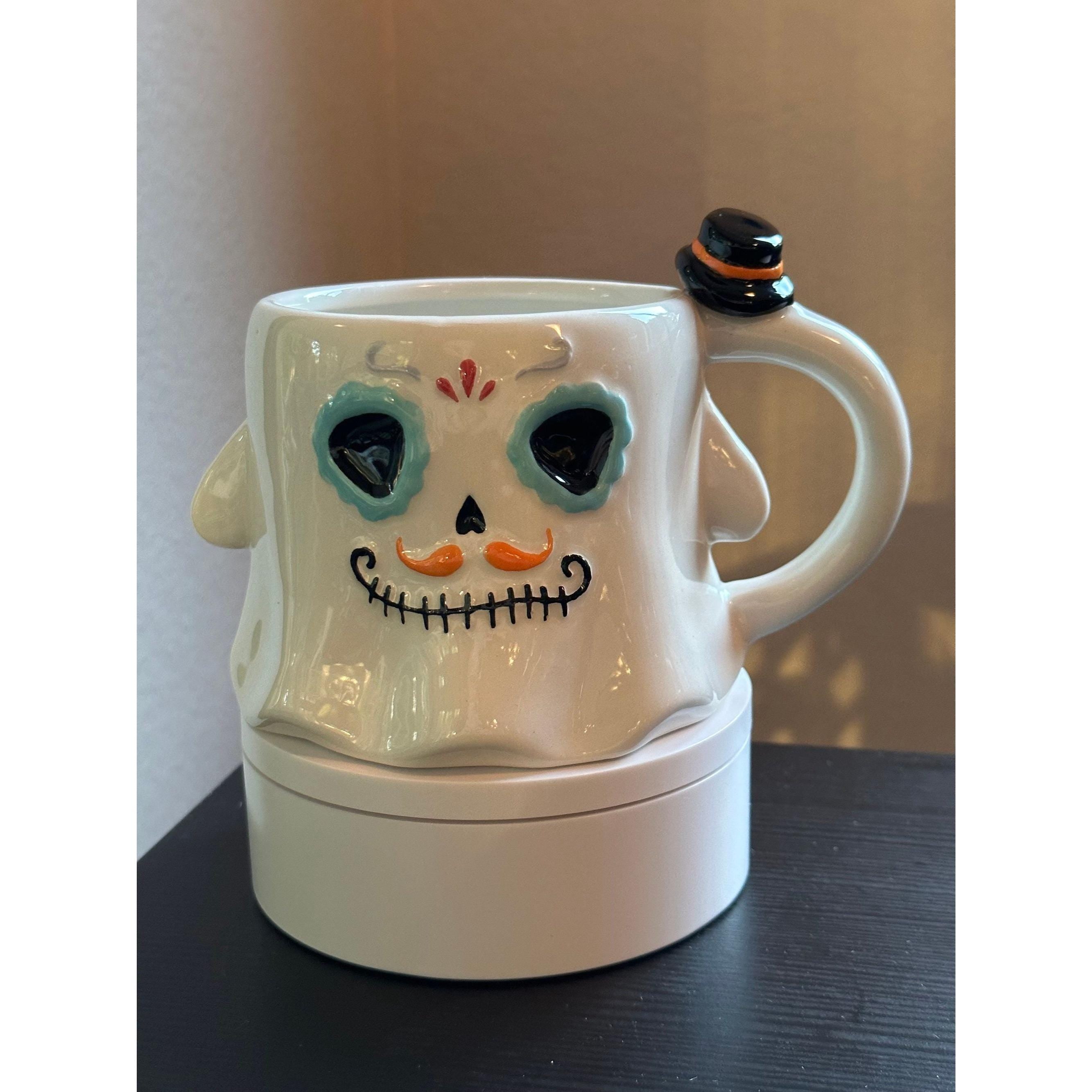Ghost Calavera Coffee Mug Halloween Skull Cup Day of the Dead Mug. New!