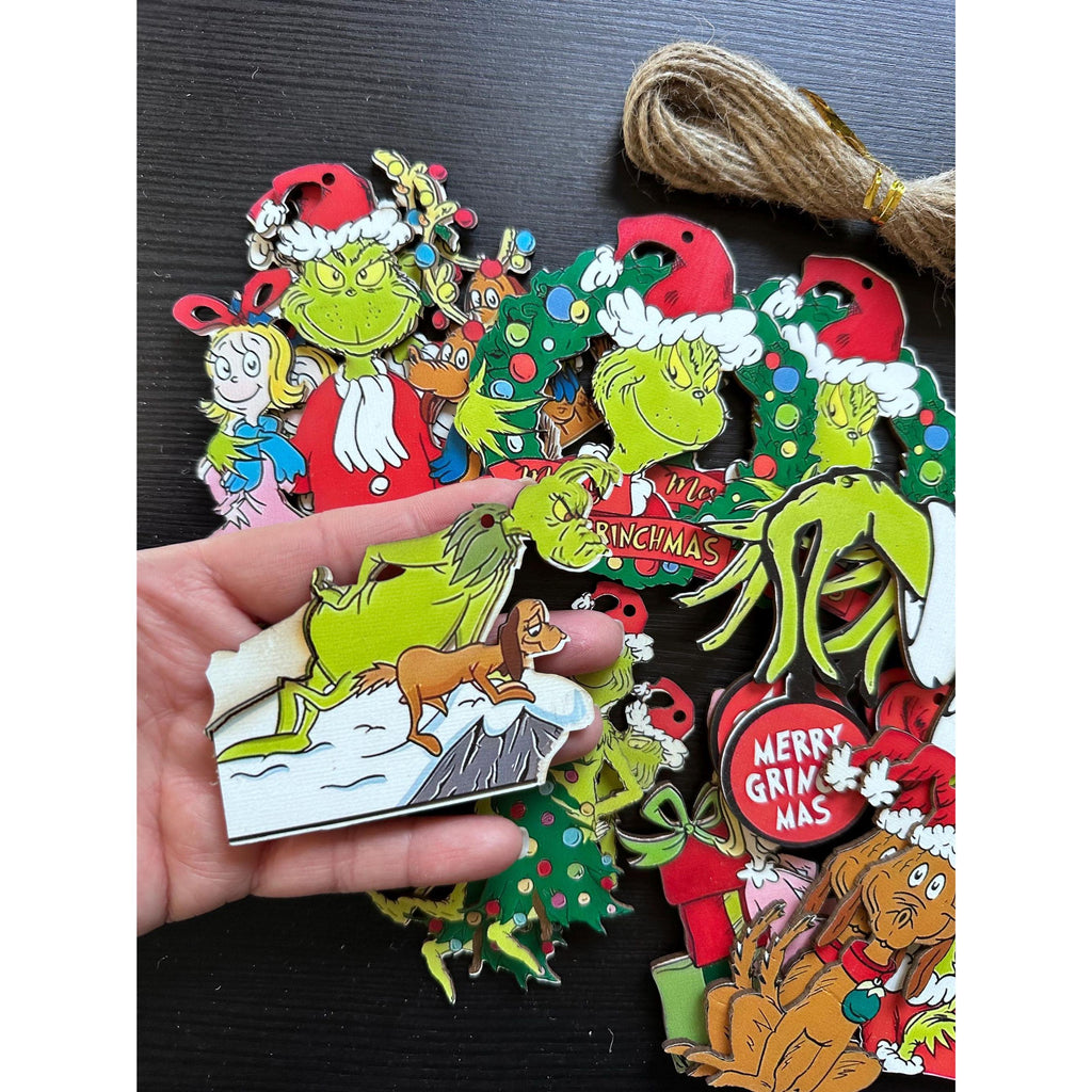 Felt & Wood Christmas Ornaments Set of 24 – Holiday Hanging Decorations. Ship Fast!