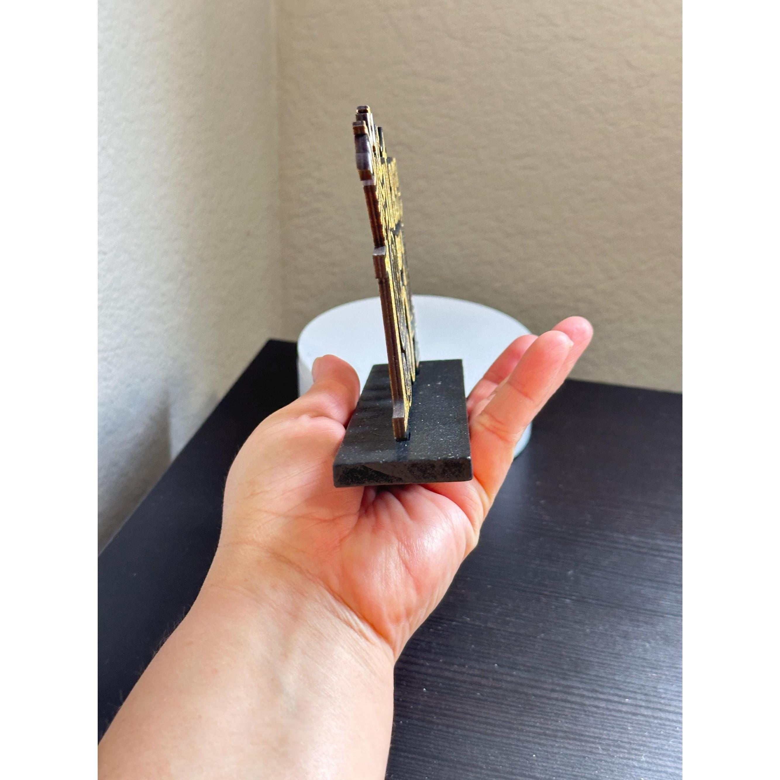 Vintage 1964 Party Centerpiece: Black & Gold Wood Decor. Ship Fast!