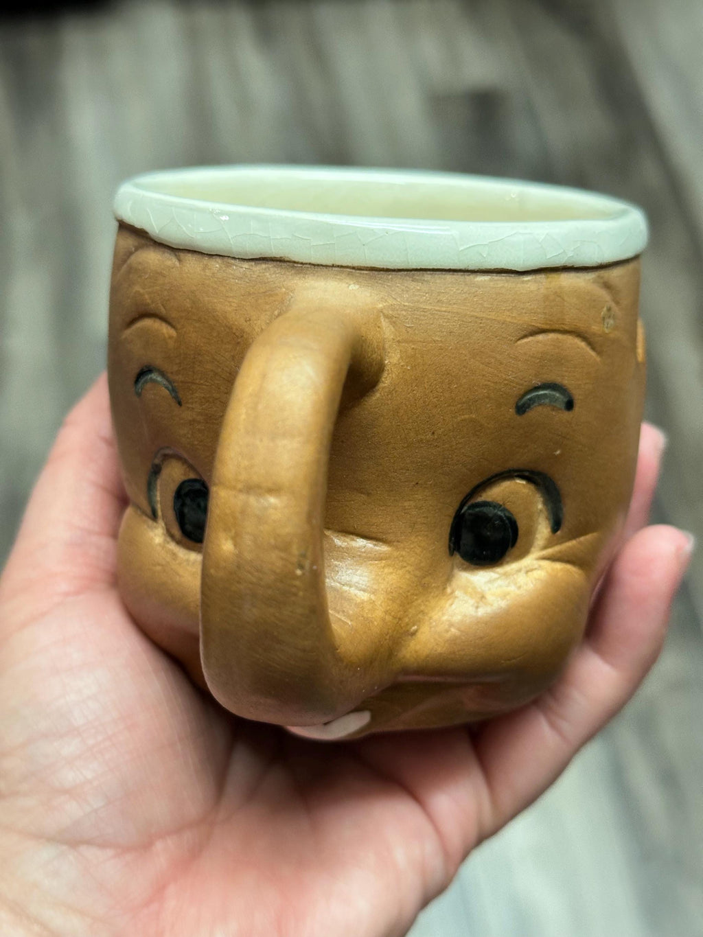 3D Animal Mug Brown Handpainted Ceramic Coffee Cup 10oz