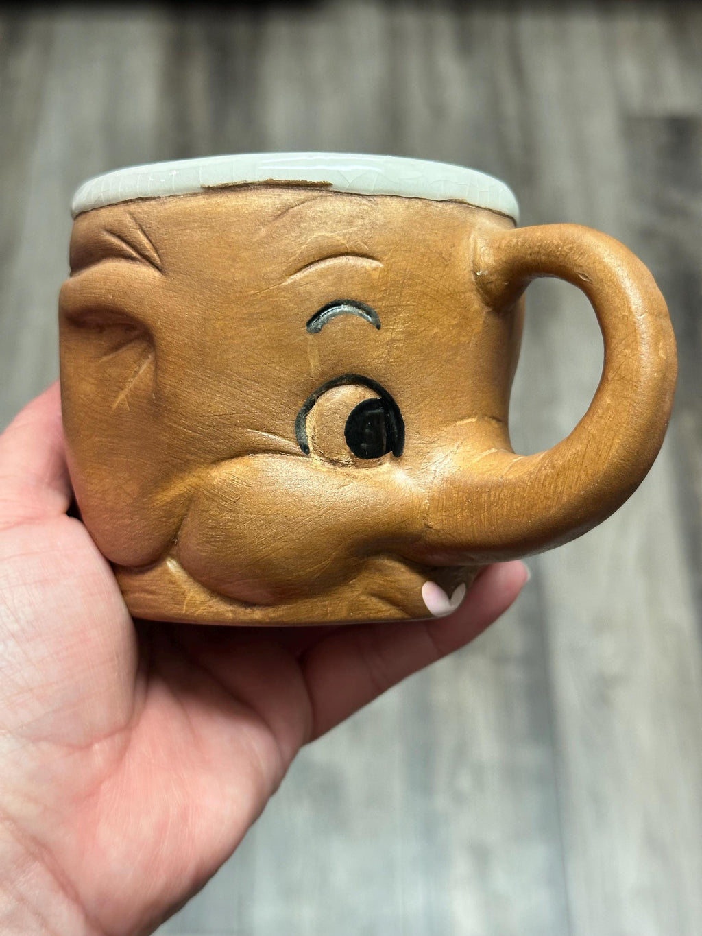 3D Animal Mug Brown Handpainted Ceramic Coffee Cup 10oz