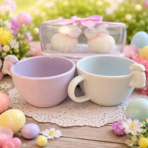 Easter Set 2 Cups and 2 Bunny Candles Spring Gift Decor. New! Ship Fast. | Little Joy Market