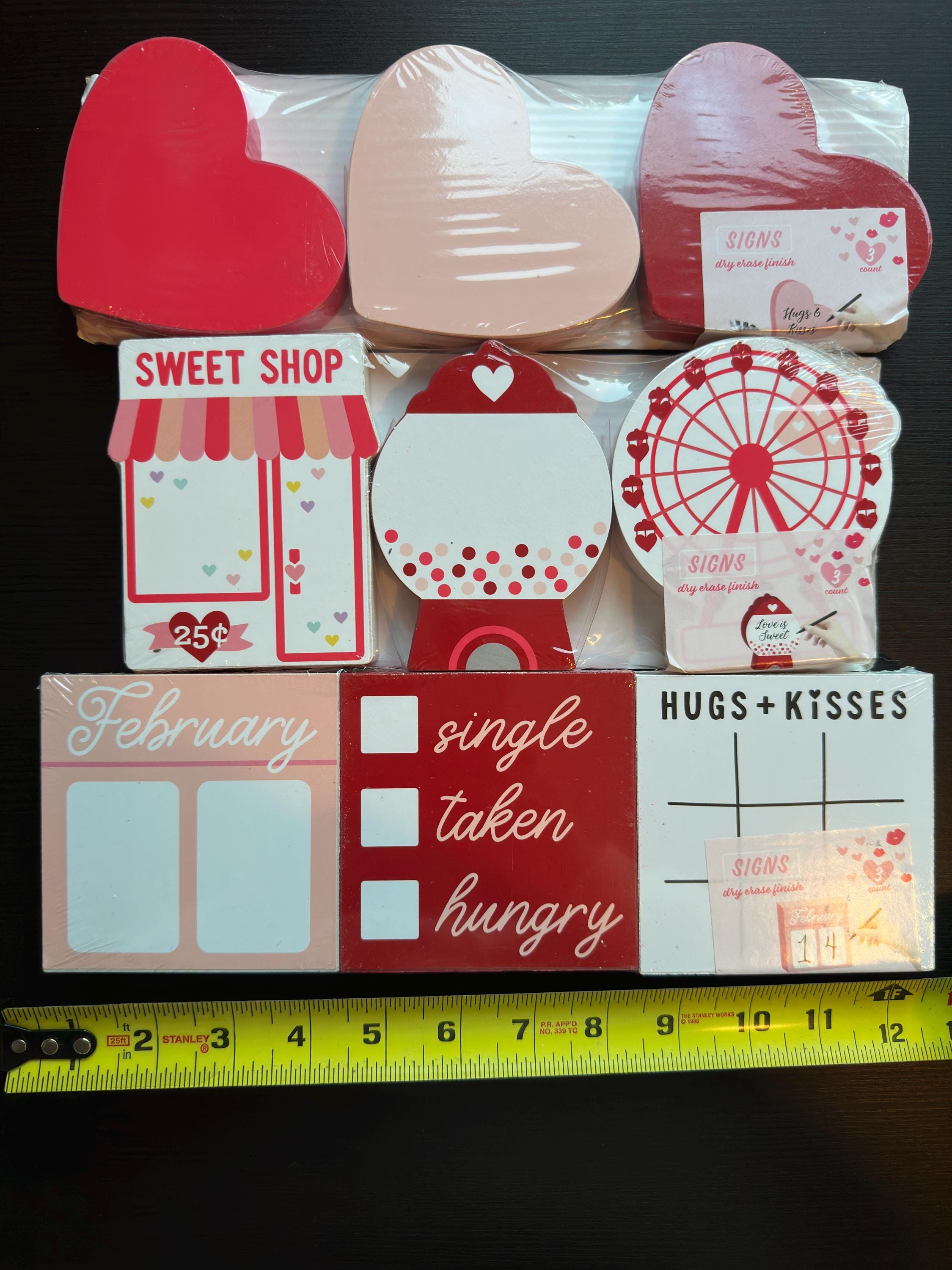 Valentine Wooden Sign Decorations | 9-Piece Set | Small | New. Ship Fast!