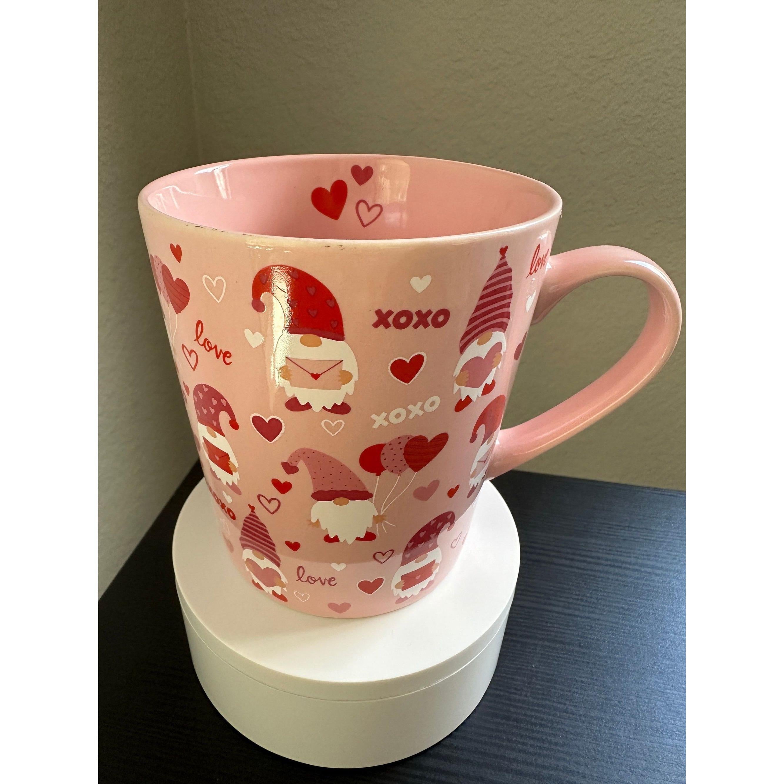 Pink Coffee Mug | Valentine's Day Gift, Love & Gnomes 14 oz | Little Joy Market