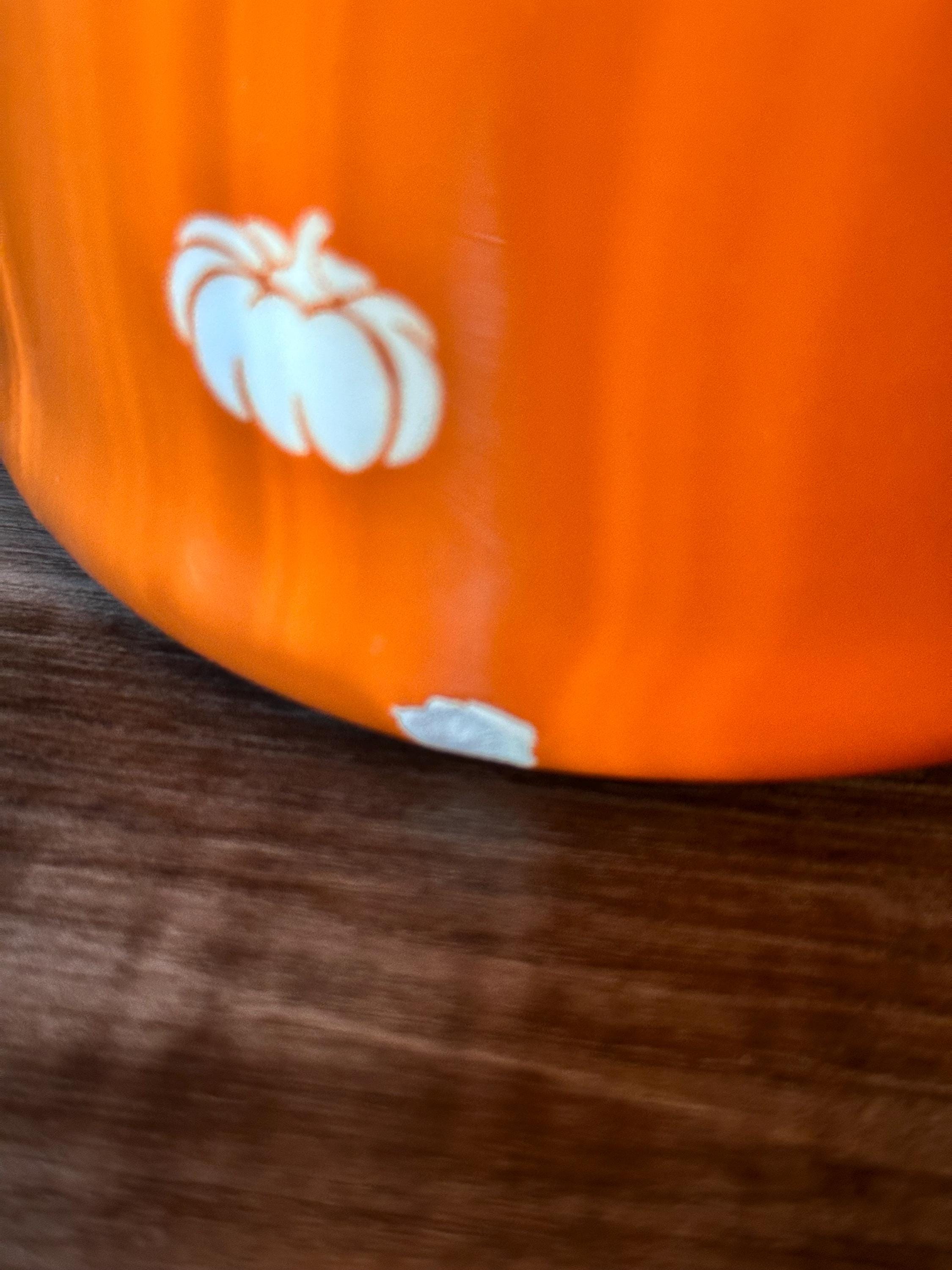 Terramoto Ceramic Orange Pitcher with White Pumpkins – Autumn Fall Decor. Ship Fast!