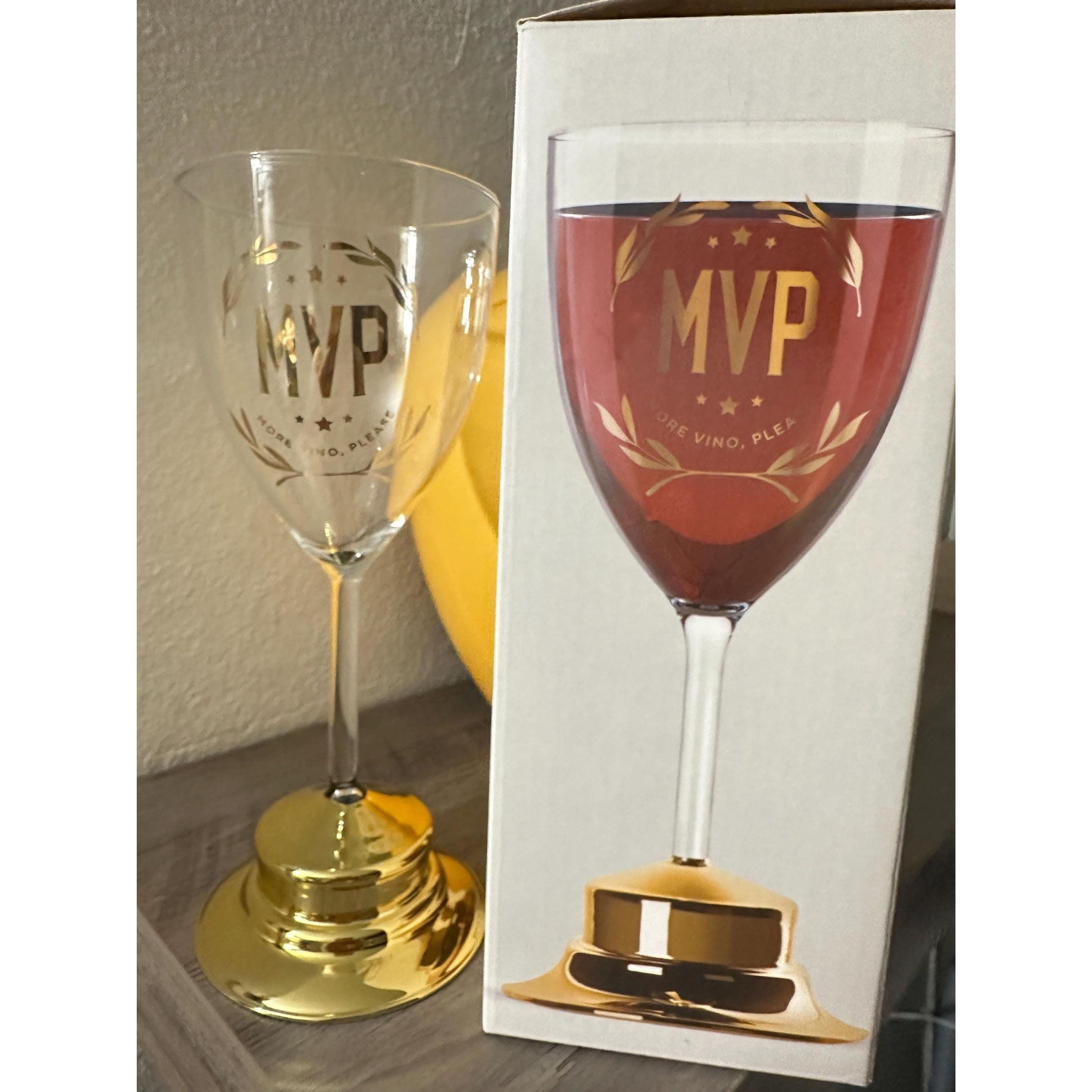 More Vino Please Wine Glass | Gold Base, Funny Wine Lover Gift. Ship Fast!