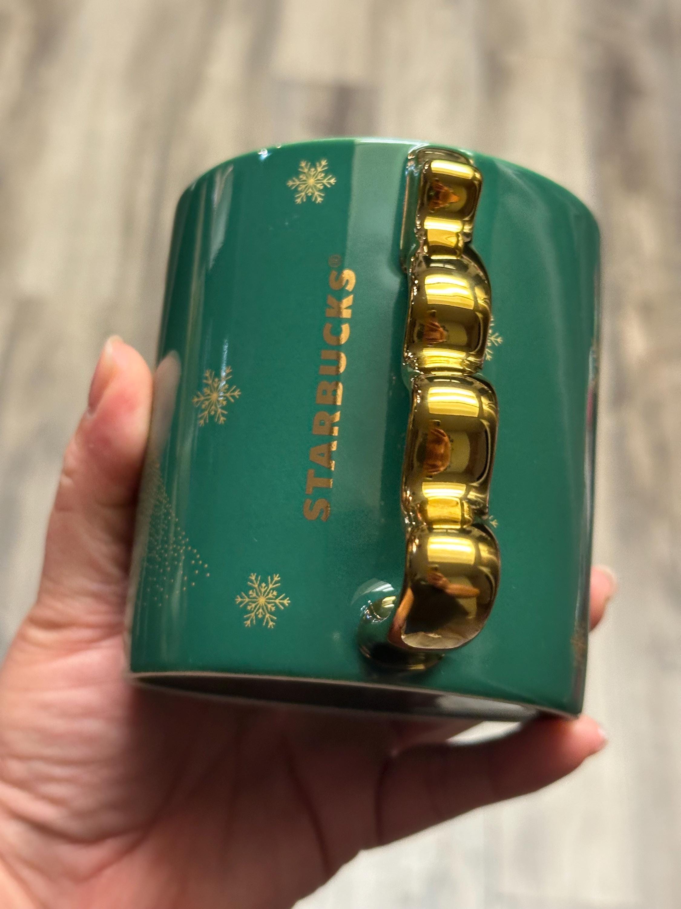 Starbucks Christmas Mug 12oz Tree Gold Handle Holiday Cup New 2025. Ship fast!