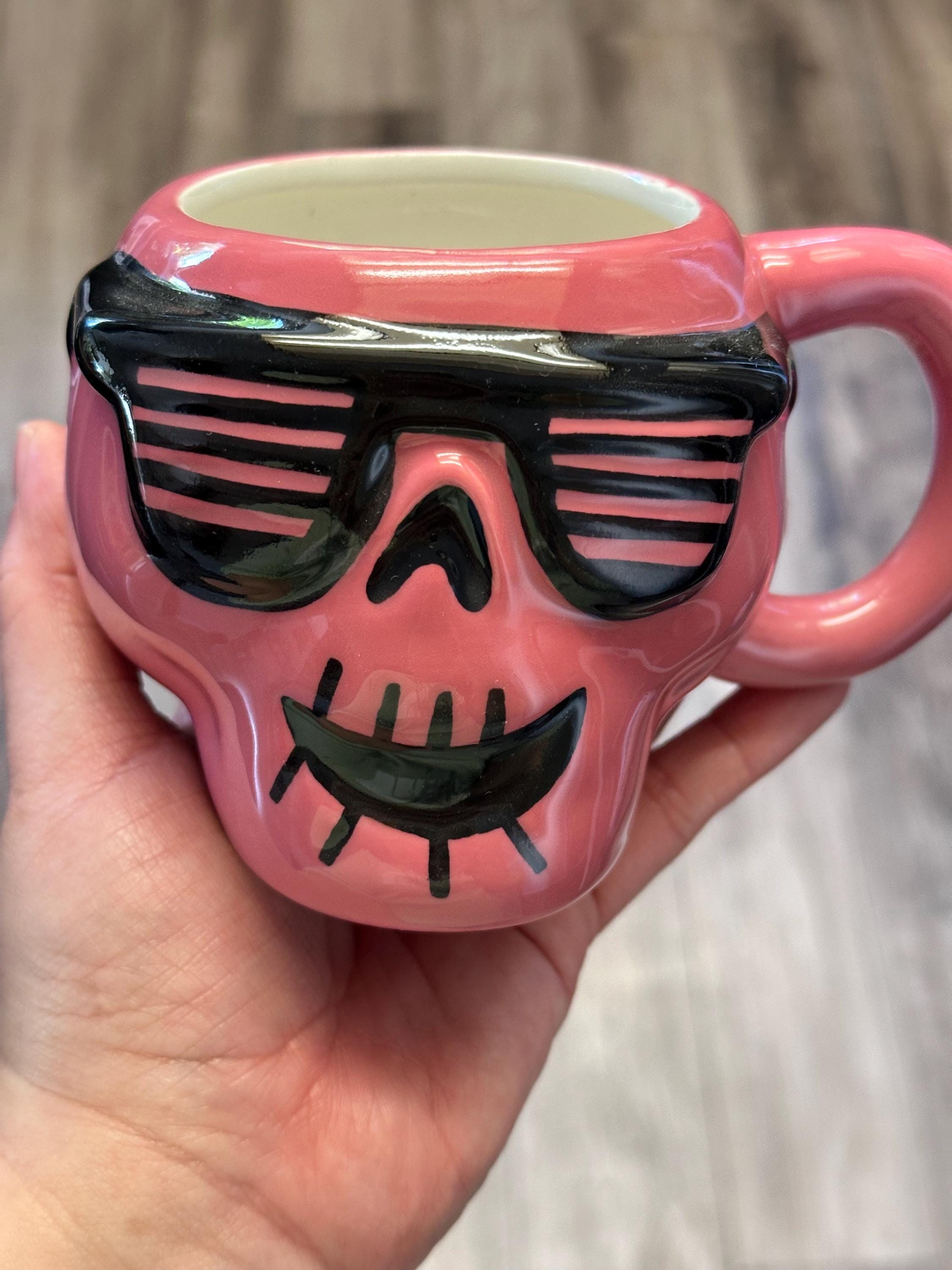 Halloween Skull Mug Pink 14.8 oz Earthenware – New. Ship Fast! | Little Joy Market