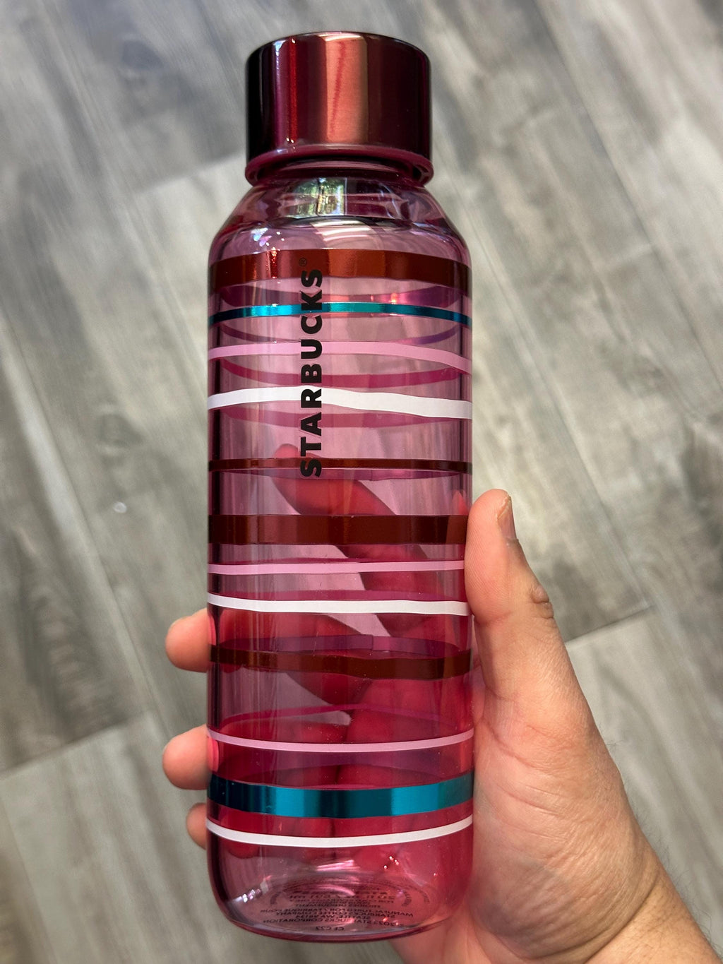 Starbucks Striped Glass Water Bottle 20oz – Maroon Pink Gradient, 2023 Ship fast! | Little Joy Market