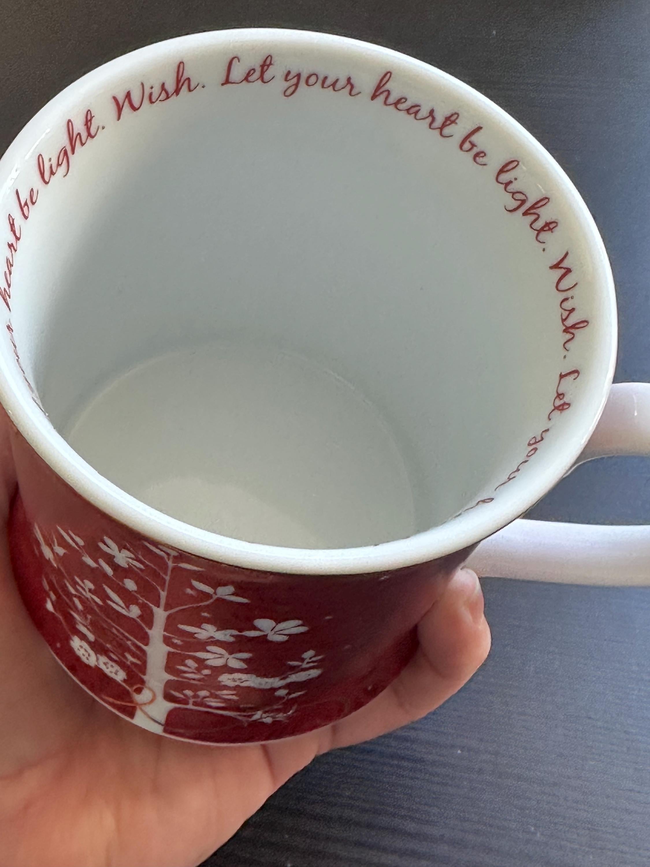 Starbucks Rosanna Holiday Mug – Red Tree, White Birds 2009. Ship Fast!