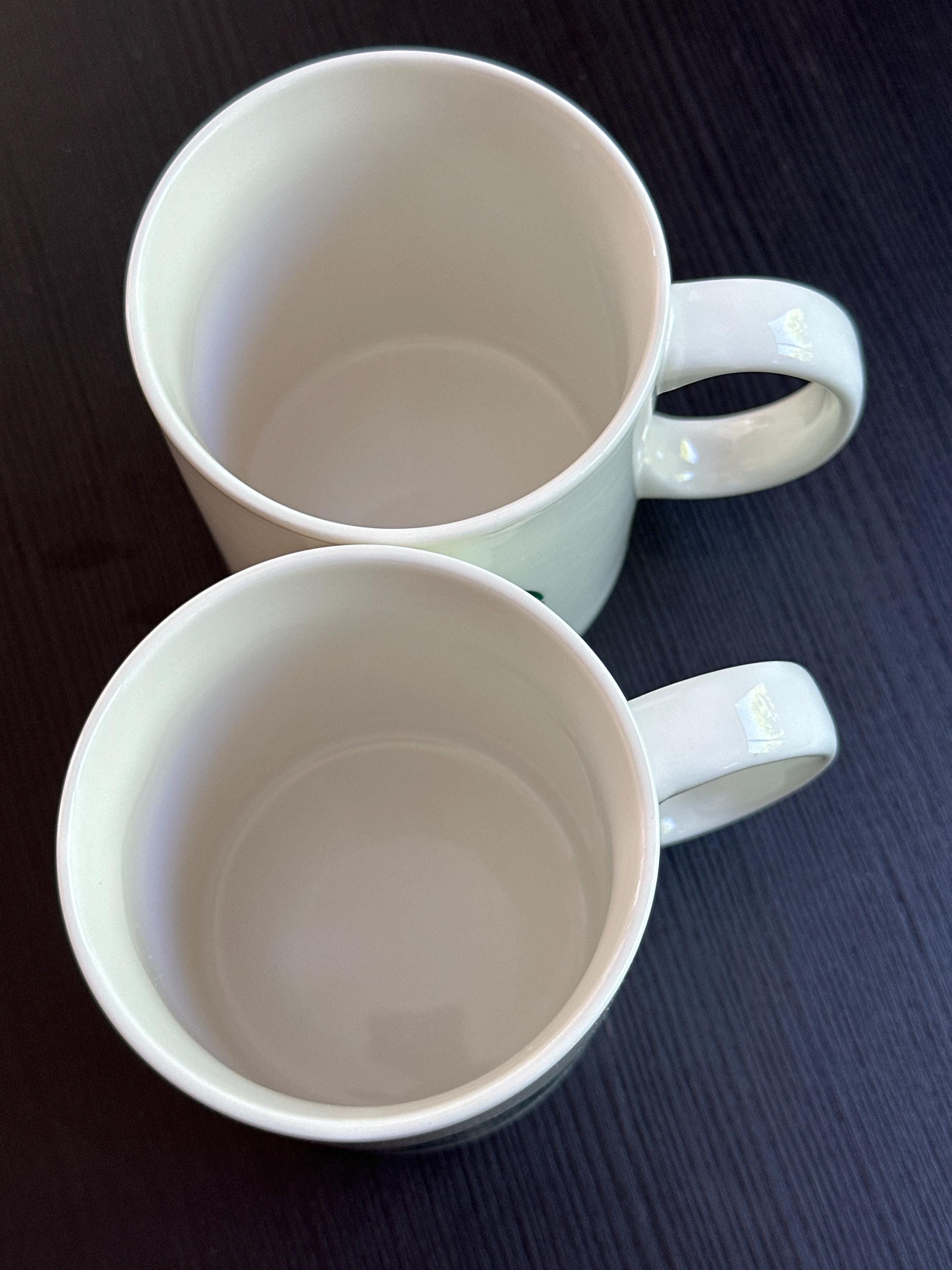 Starbucks White Green Logo Mug Set of 2 12oz Coffee Cups 2016 EUC