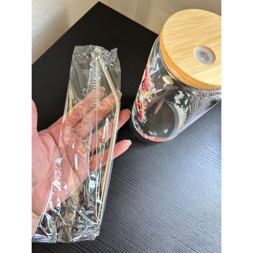 You Are Enough Glass Cup 16oz Bamboo Lid Straw Affirmation Gift