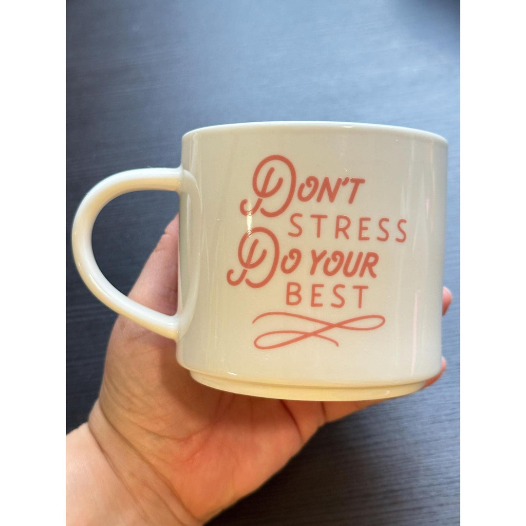 Don’t Stress Do Your Mug – 14 oz Ceramic Coffee Cup – Pink Ivory. Ship Fast!