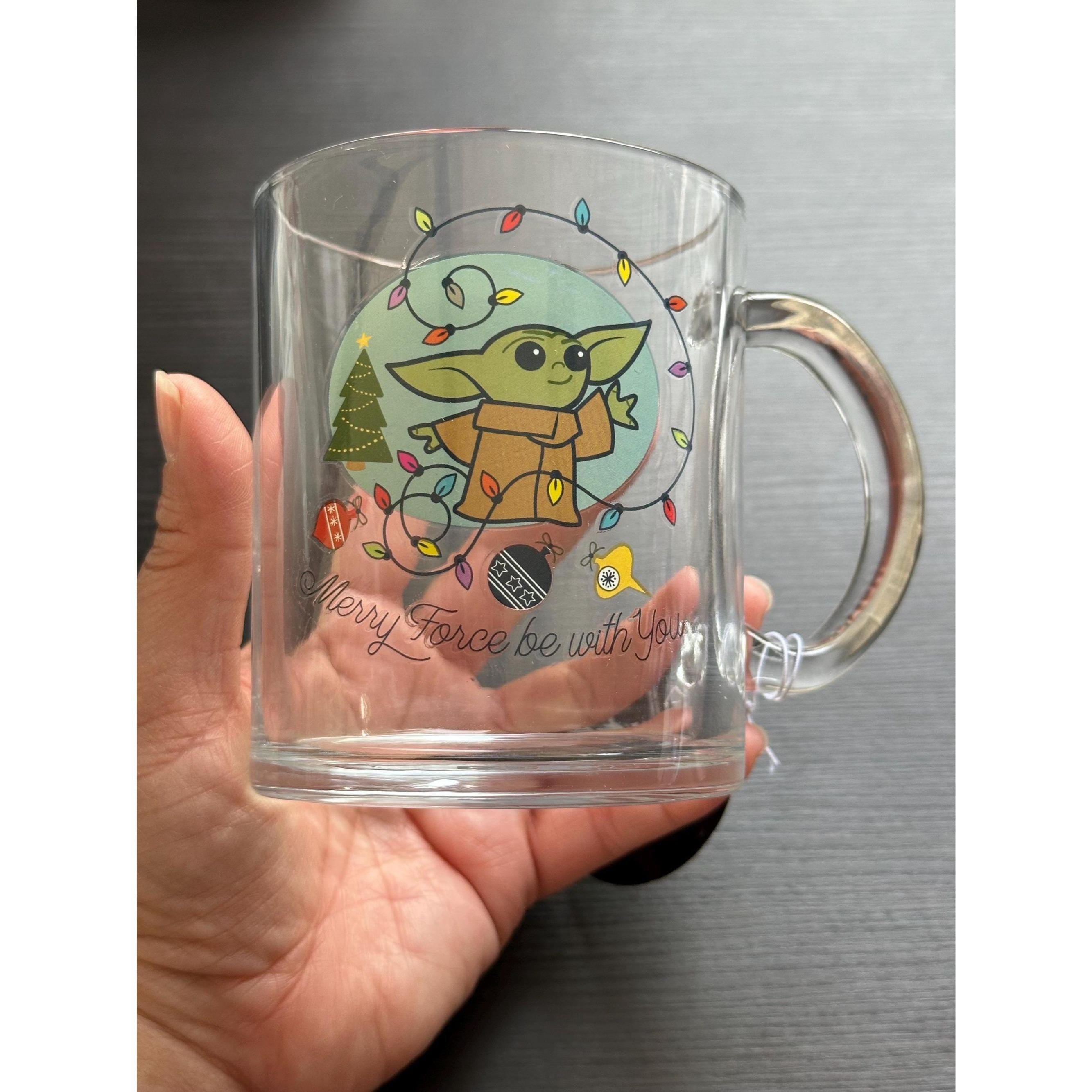 Baby Yoda Glass Mug | Mandalorian Star Wars Holiday Mug (17.5 Oz)