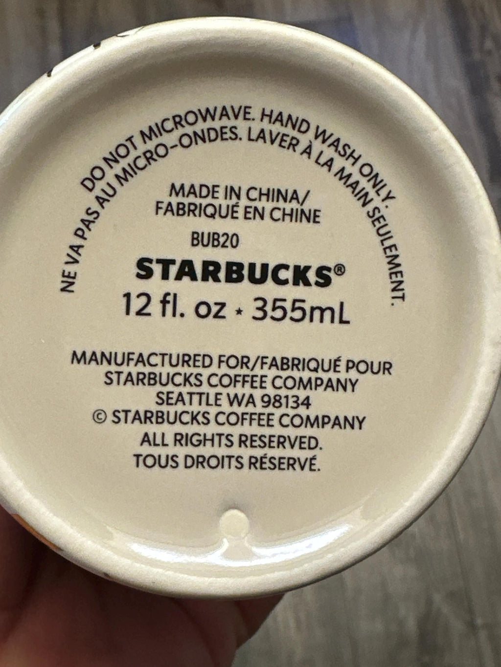 Starbucks Holiday Travel Tumbler 12oz White Gold Ceramic Cup 2020 EUC
