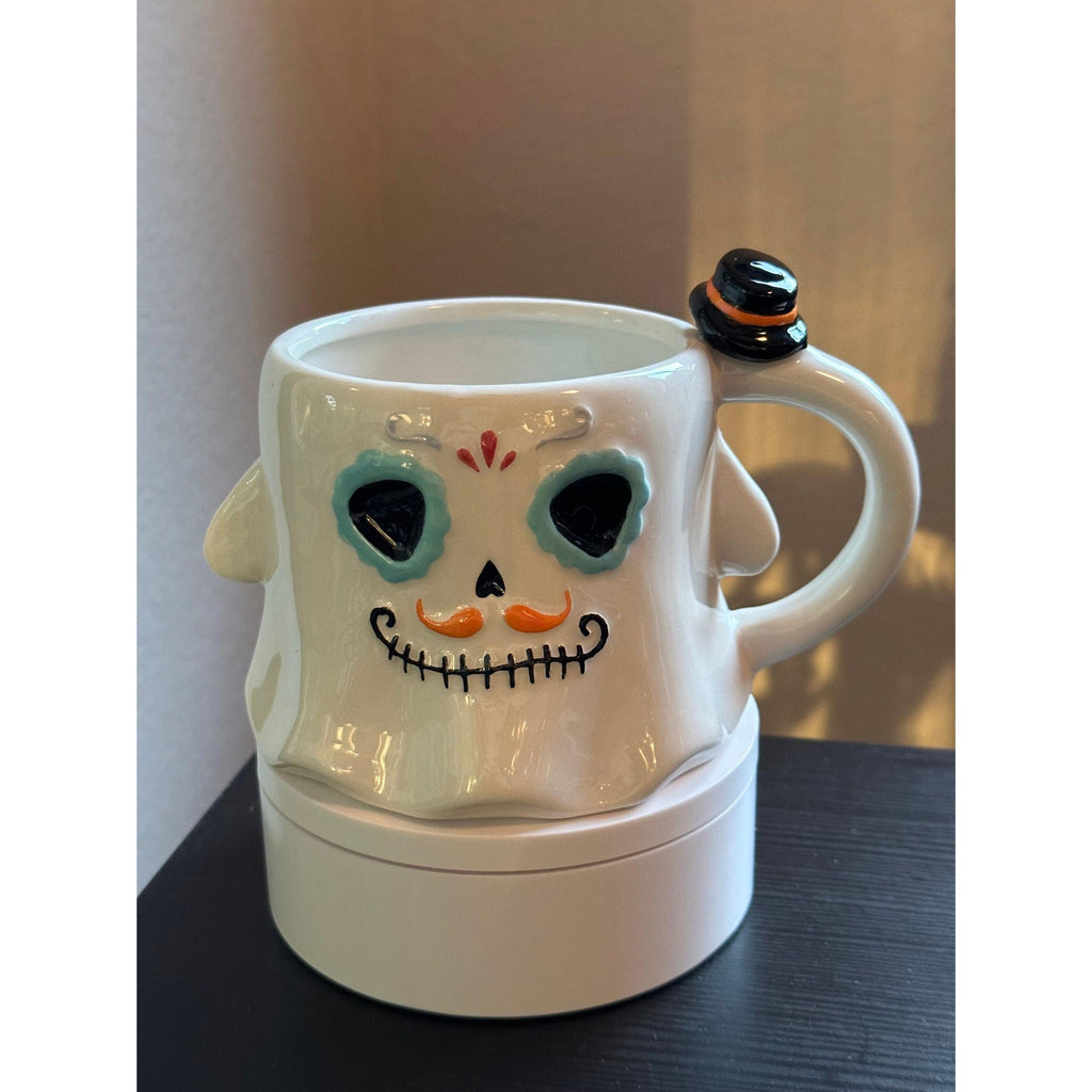 Ghost Calavera Coffee Mug Halloween Skull Cup Day of the Dead Mug. New!