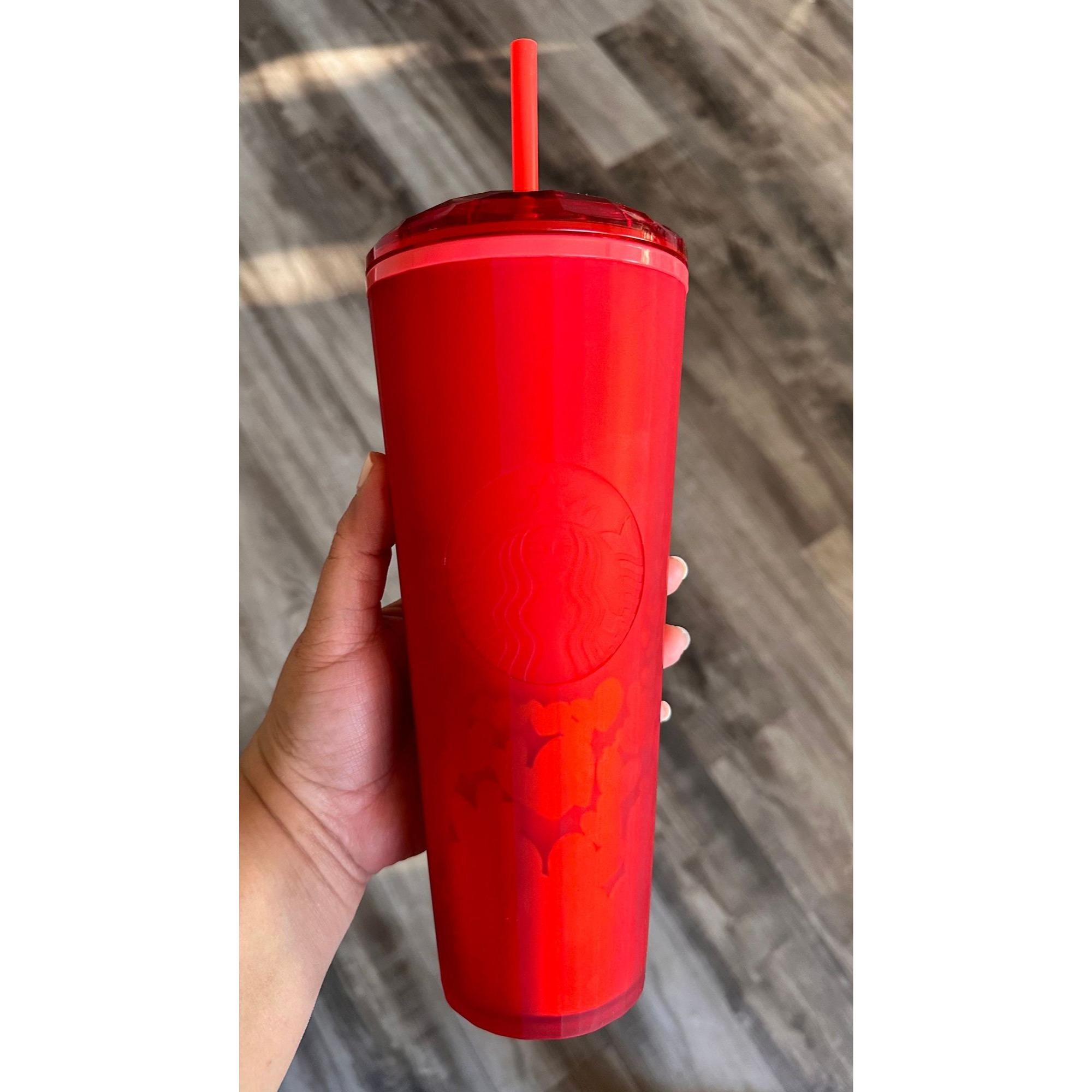 Starbucks Valentines Matte Red Hearts 24oz Cold Cup Tumbler. 2022! | Little Joy Market