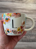 Floral Monogram Mug Letter L 16oz Stoneware. Ship Fast! | Little Joy Market