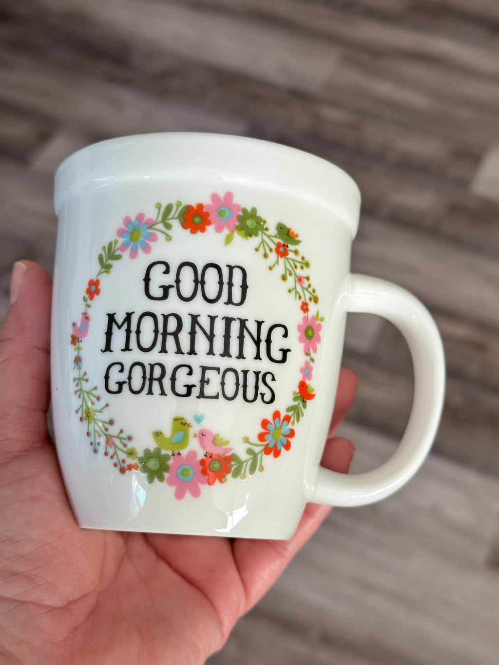 Floral "Good Morning" 14oz Coffee Mug – Bright Floral Design
