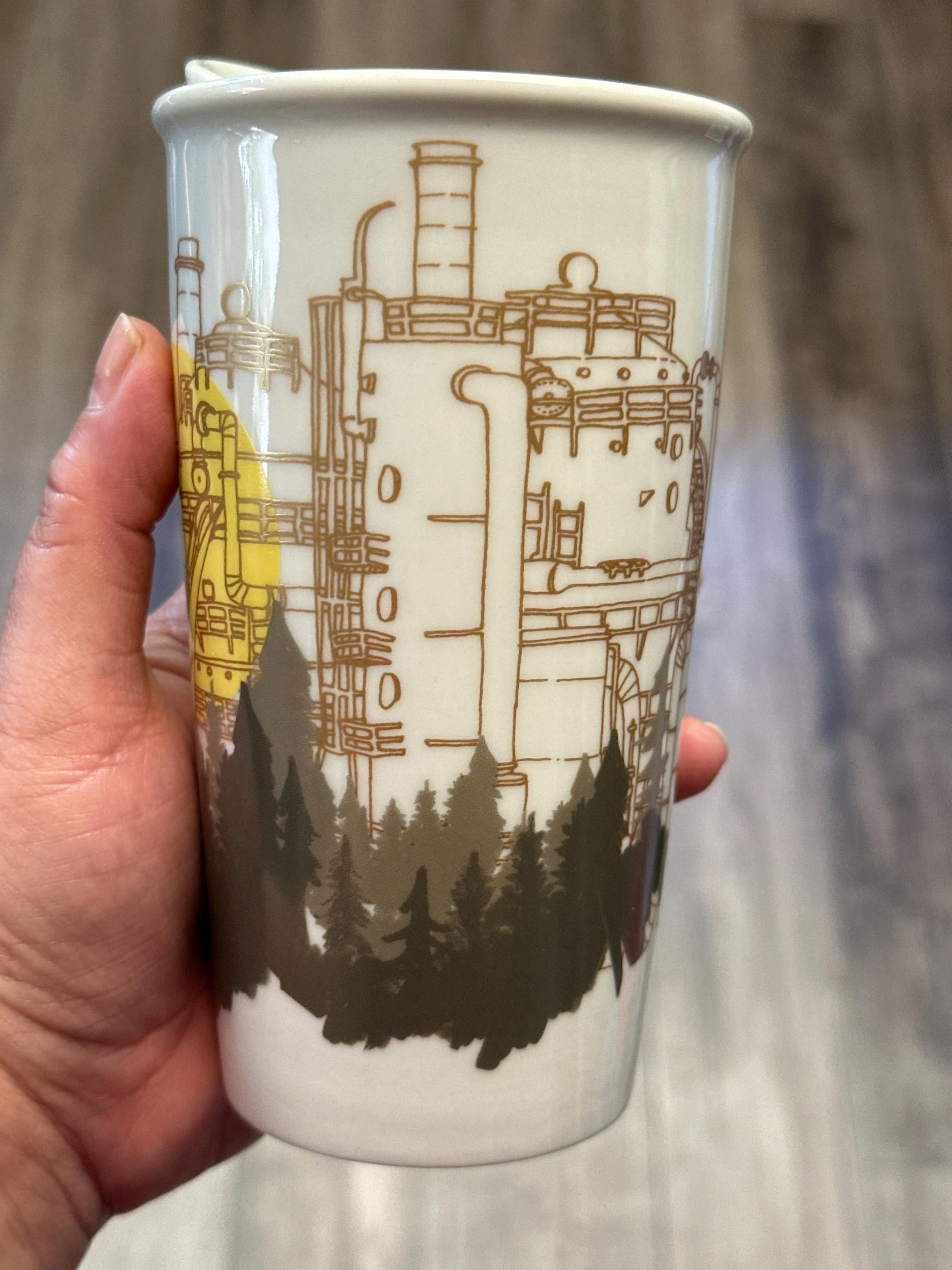 Starbucks Seattle Ceramic Travel Tumbler 12oz Coffee Cup 2015 EUC