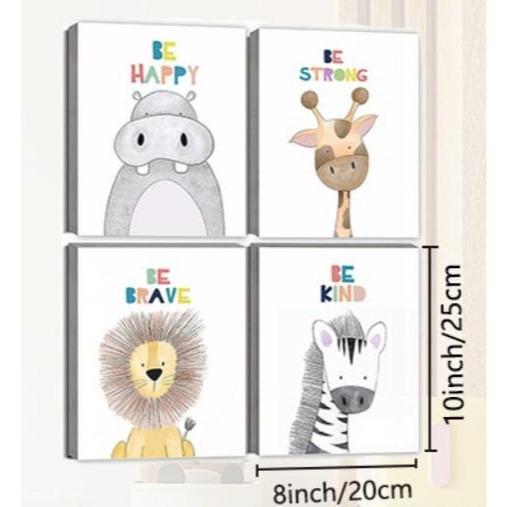 Safari Animal Canvas Prints: Baby Room Decor, Wooden Photo Props, Clip Holder