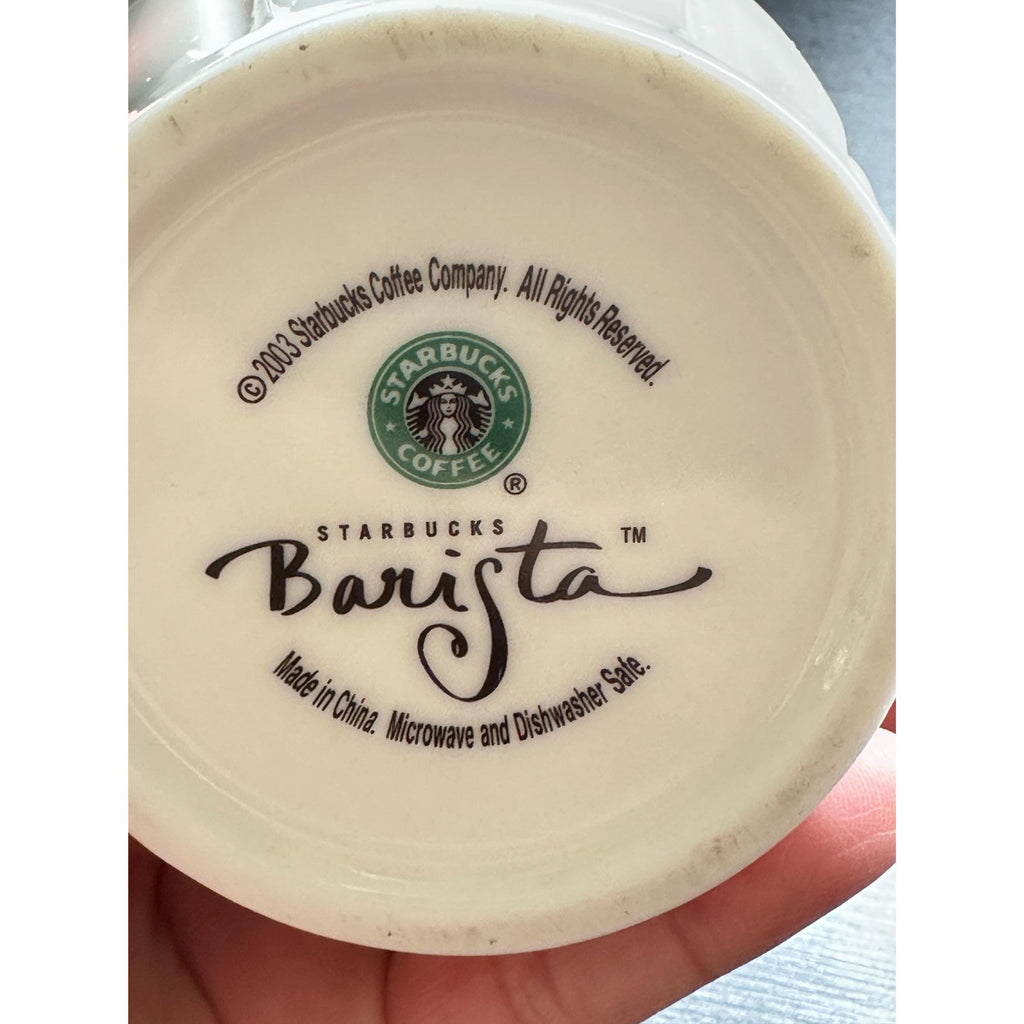 Vintage 2003 Starbucks Mug: Ribbed Ceramic Barista Cup with Siren Logo. Ship Fast!