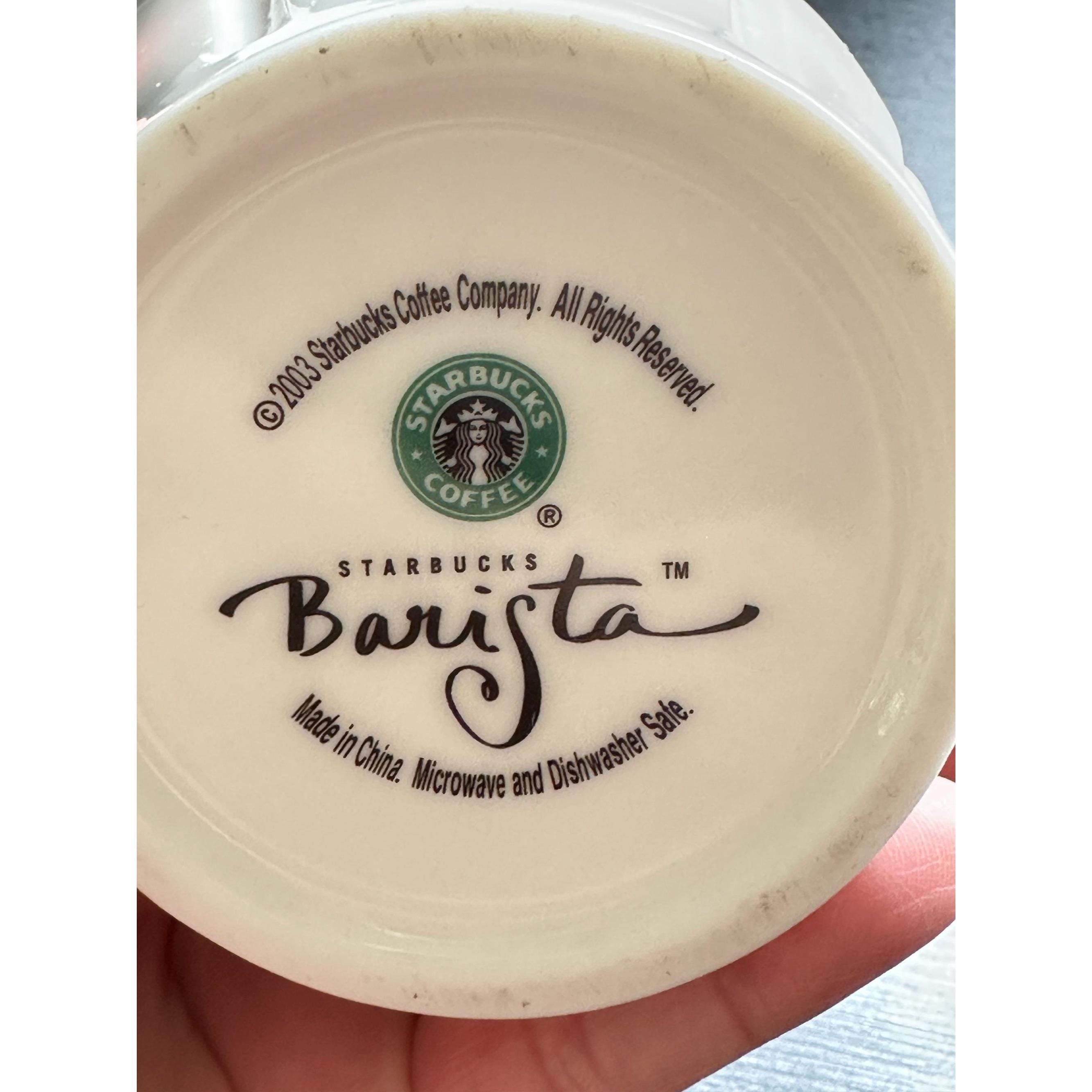 Vintage 2003 Starbucks Mug: Ribbed Ceramic Barista Cup with Siren Logo. Ship Fast!