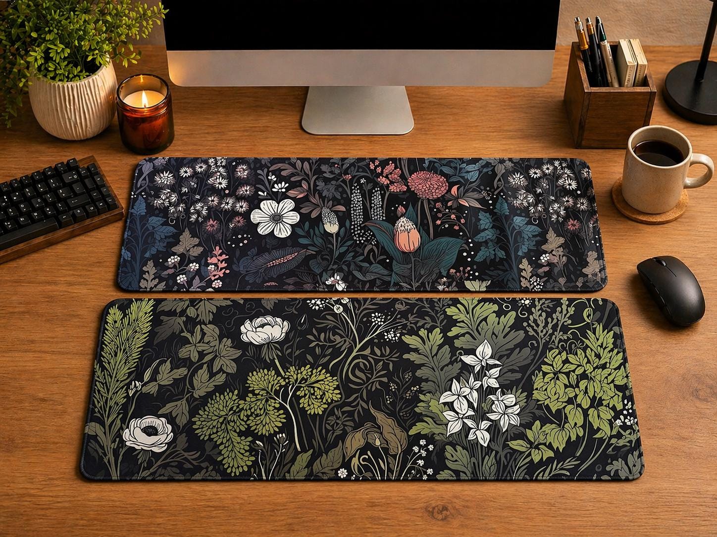 Cottagecore Floral Desk Mat Large 31x16 Botanical Mouse Pad – Vintage Wildflower Workspace Décor | Little Joy Market