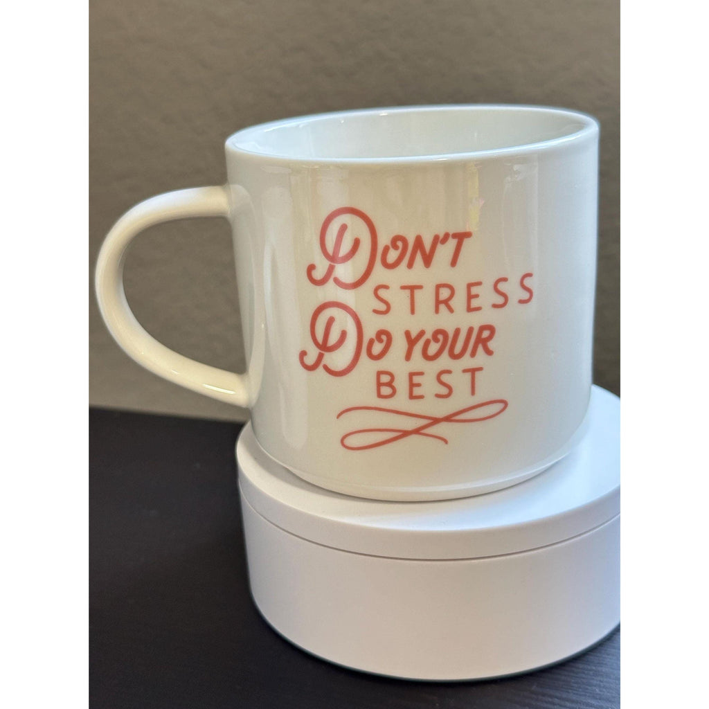 Don’t Stress Do Your Mug – 14 oz Ceramic Coffee Cup – Pink Ivory. Ship Fast!