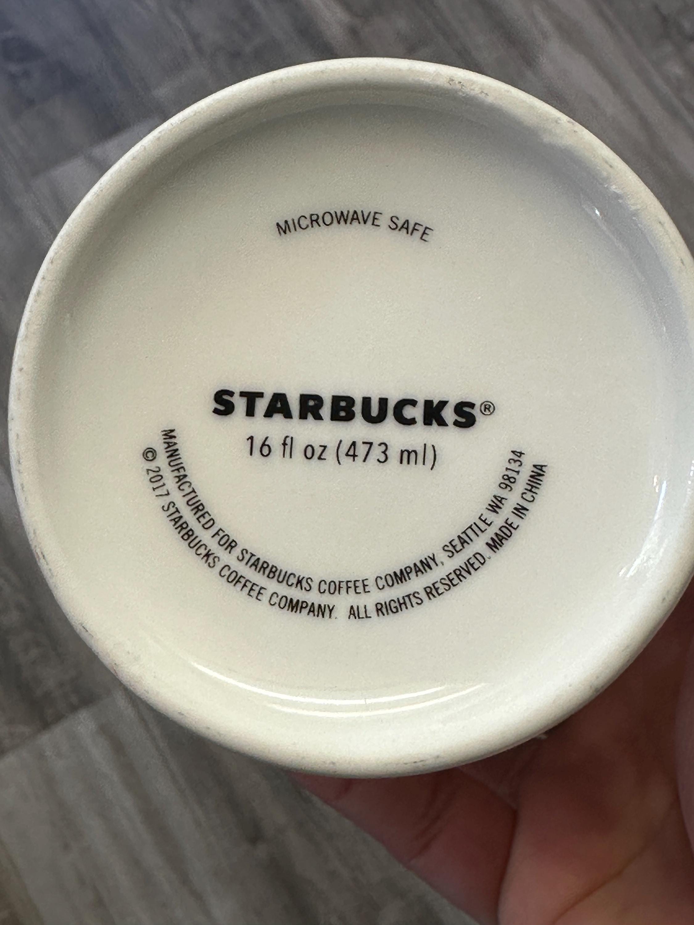 Starbucks White Mug with Green Siren 16oz – 2017 Preloved, Retired. Ship Fast!