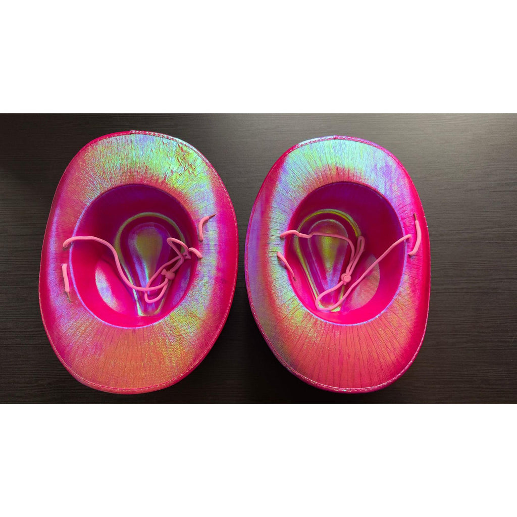 Holographic Pink Cowboy Hat Set: Metallic Barbie Party Costume