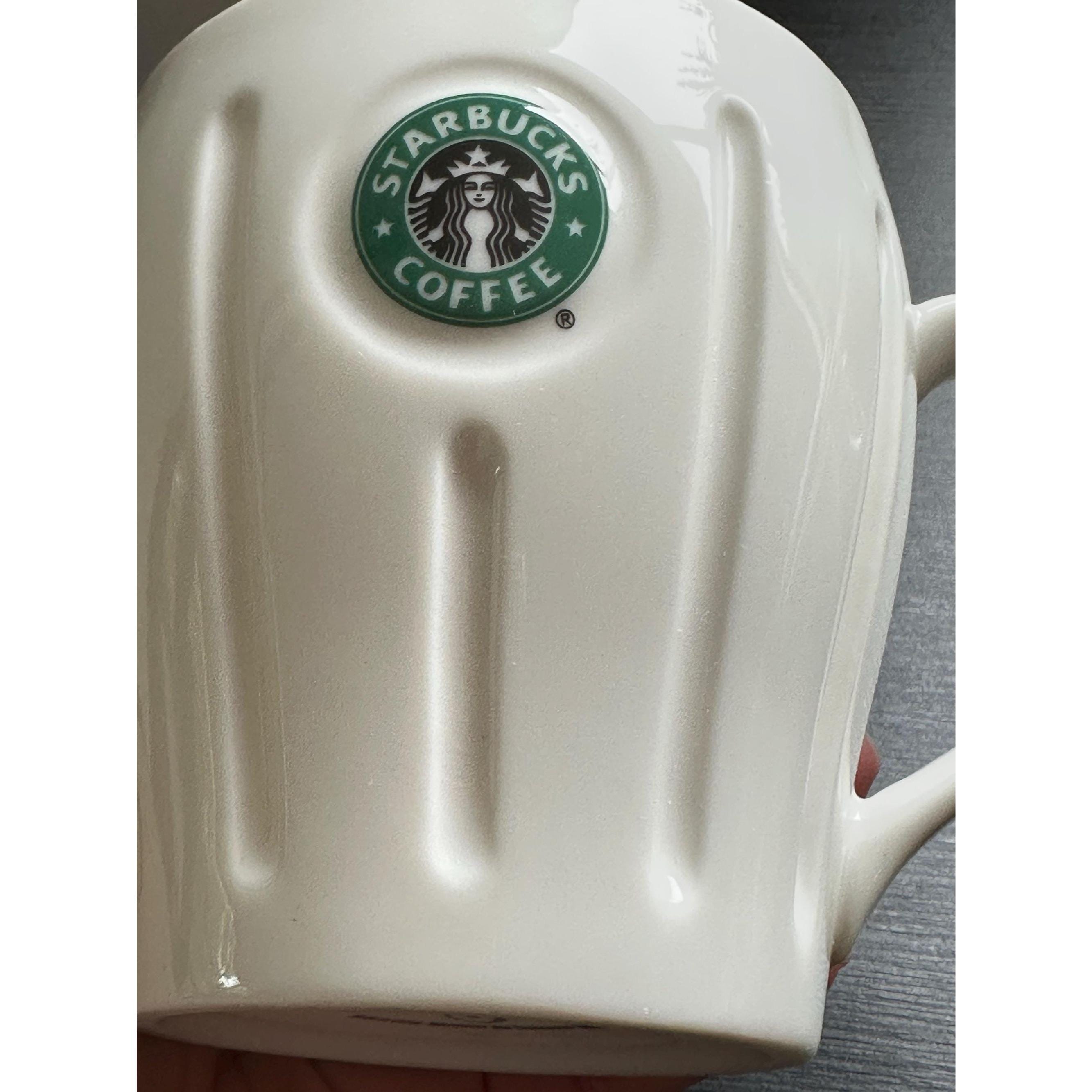 Vintage 2003 Starbucks Mug: Ribbed Ceramic Barista Cup with Siren Logo. Ship Fast!