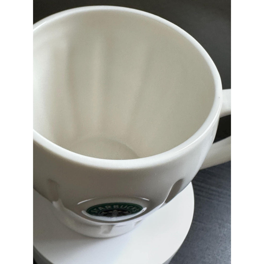 Vintage 2003 Starbucks Mug: Ribbed Ceramic Barista Cup with Siren Logo. Ship Fast!