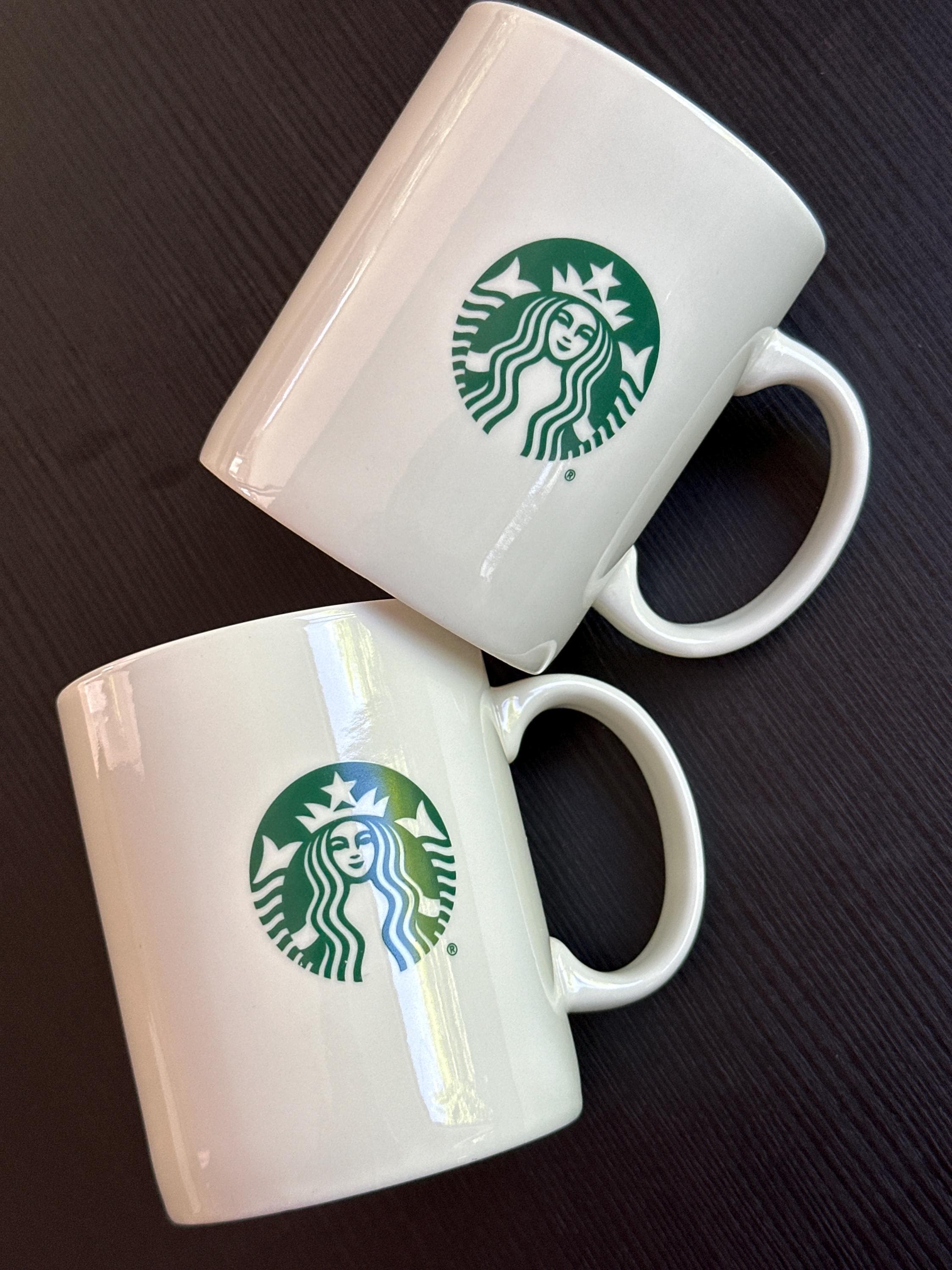 Starbucks White Green Logo Mug Set of 2 12oz Coffee Cups 2016 EUC | Little Joy Market