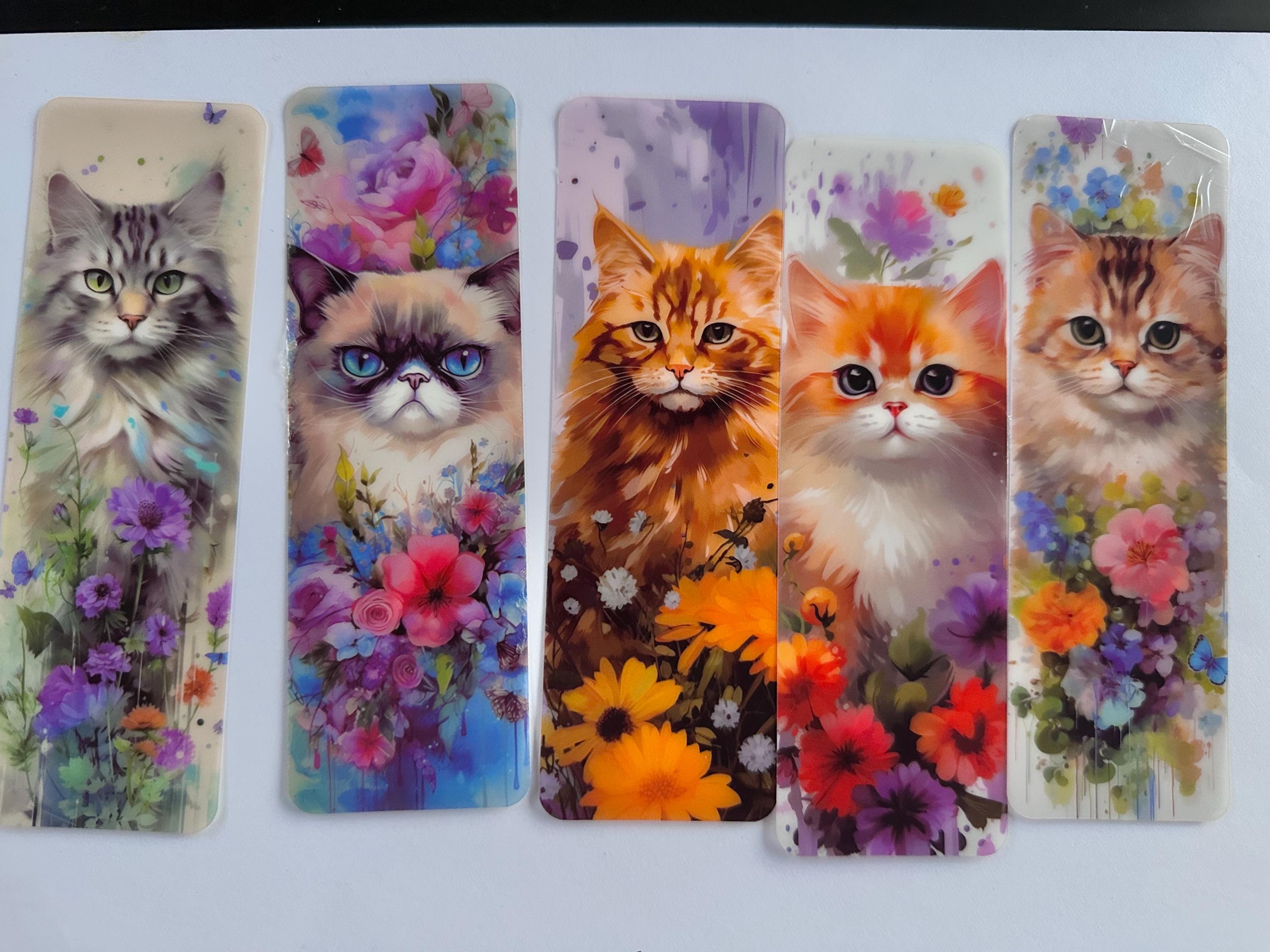 Kitten Peek-a-Boo Bookmarks Set of 5, Cat Lover Reading Accessories