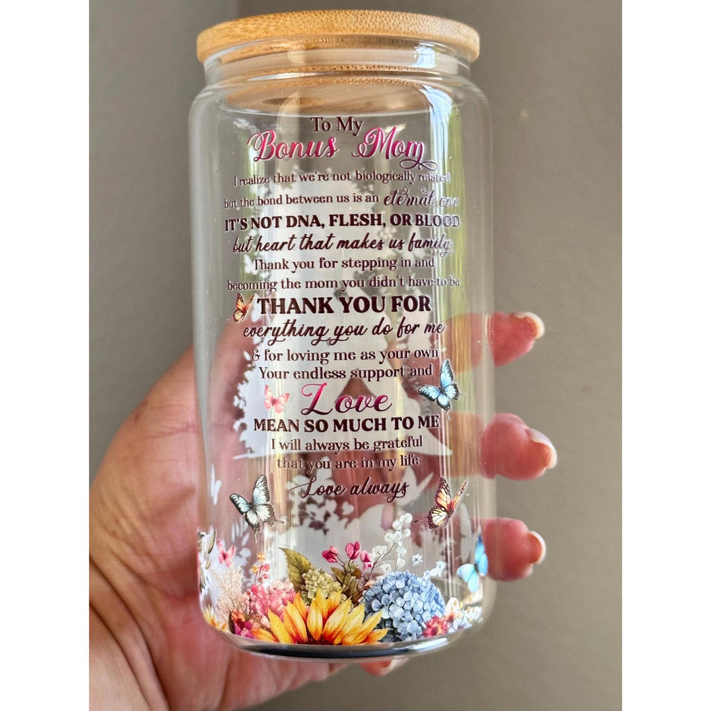 You Are Enough Glass Cup 16oz Bamboo Lid Straw Affirmation Gift