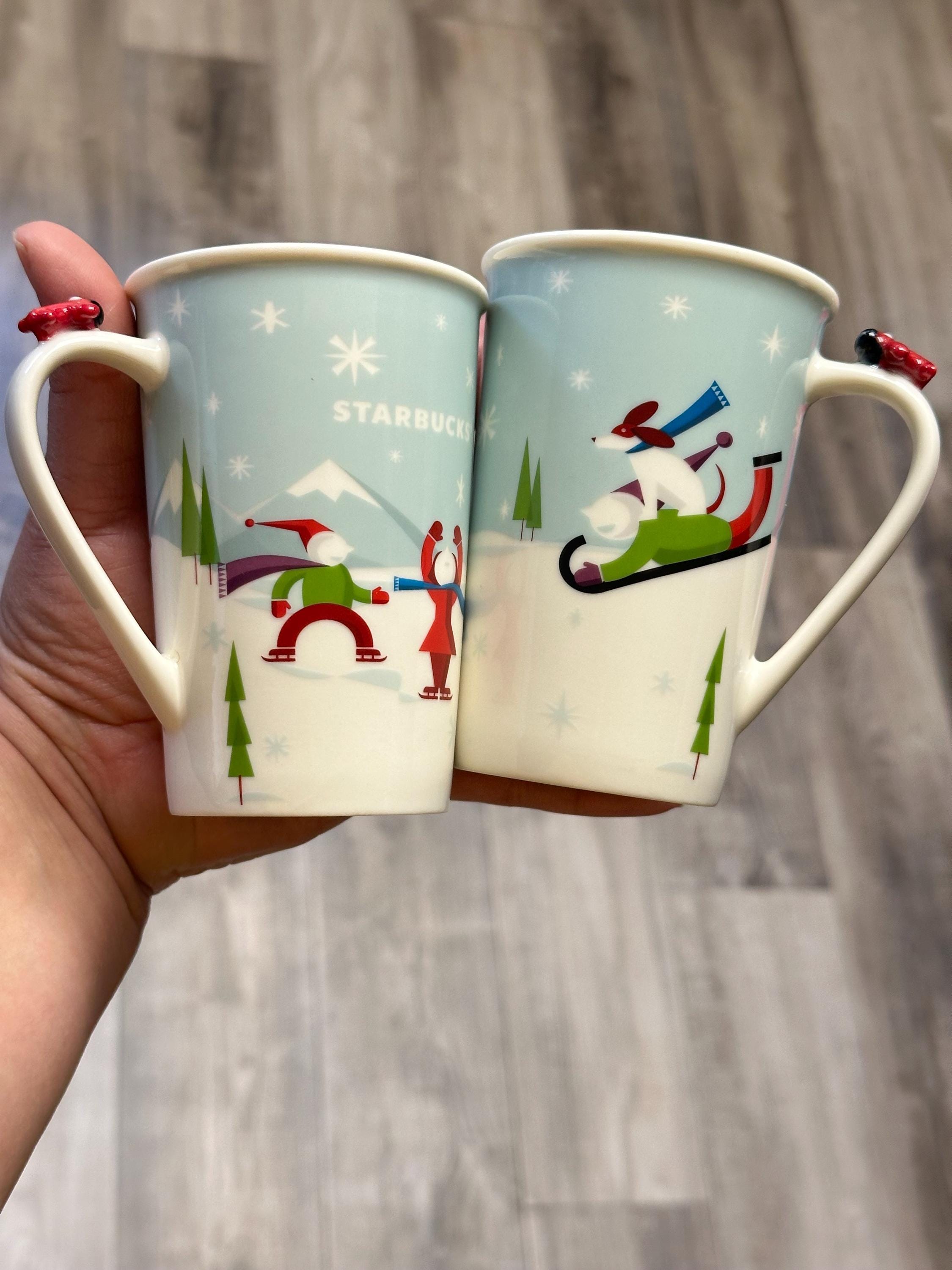 Starbucks Holiday Dog Sled Mug Set of 2 – 8 oz. 2011 | Ship Fast!