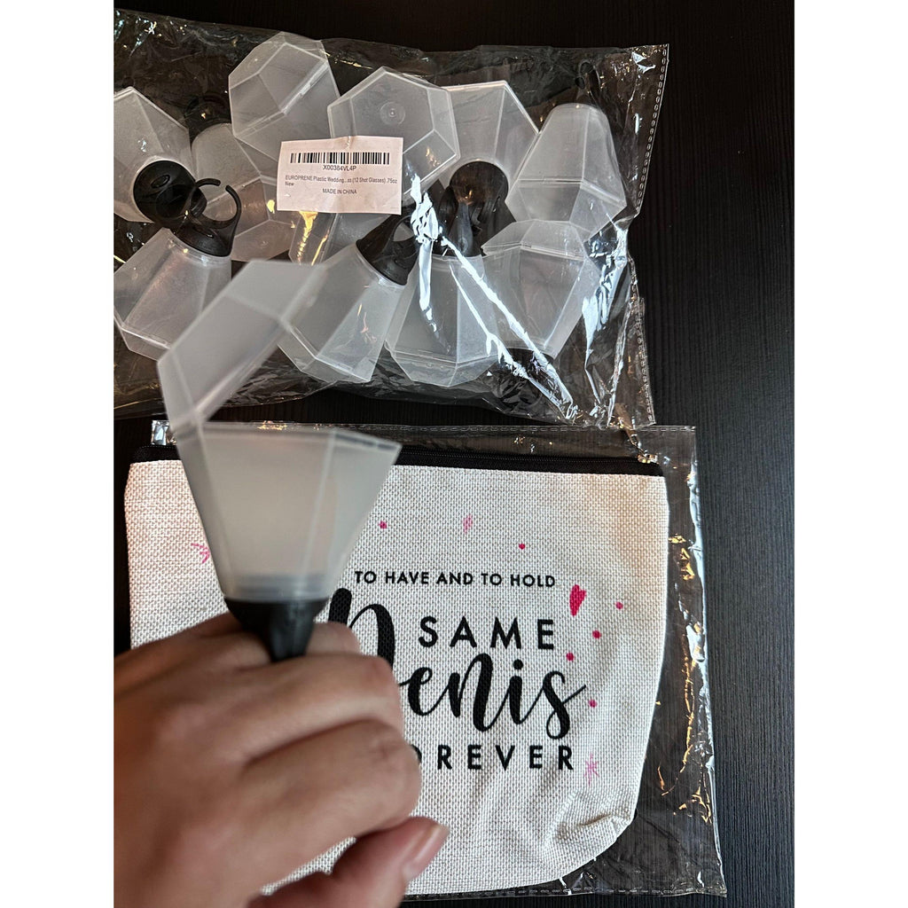 Bachelorette Party Favors | Wedding Ring Shot Glasses Set & Bride Makeup Bag. Ship Fast!
