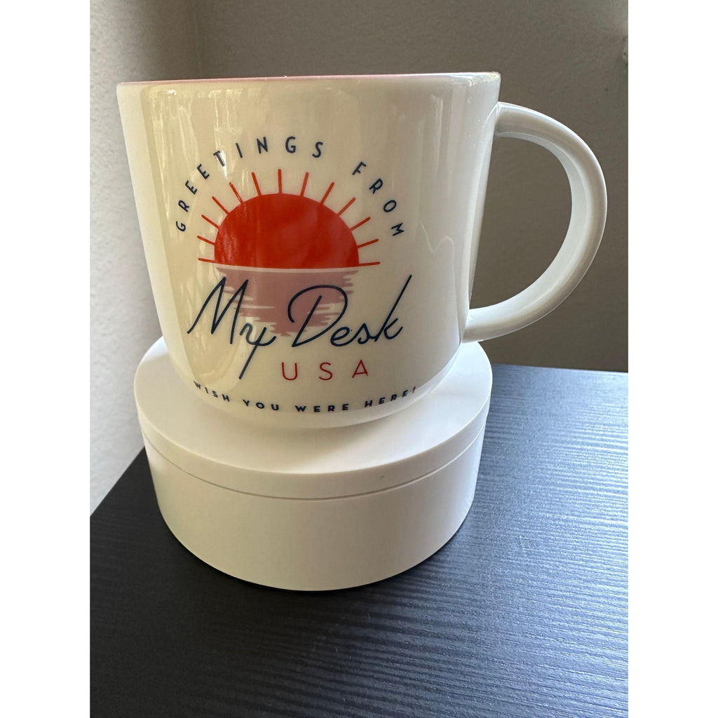 Greetings From My Desk USA Coffee Cup | 14 oz Ceramic. Ship Fast!