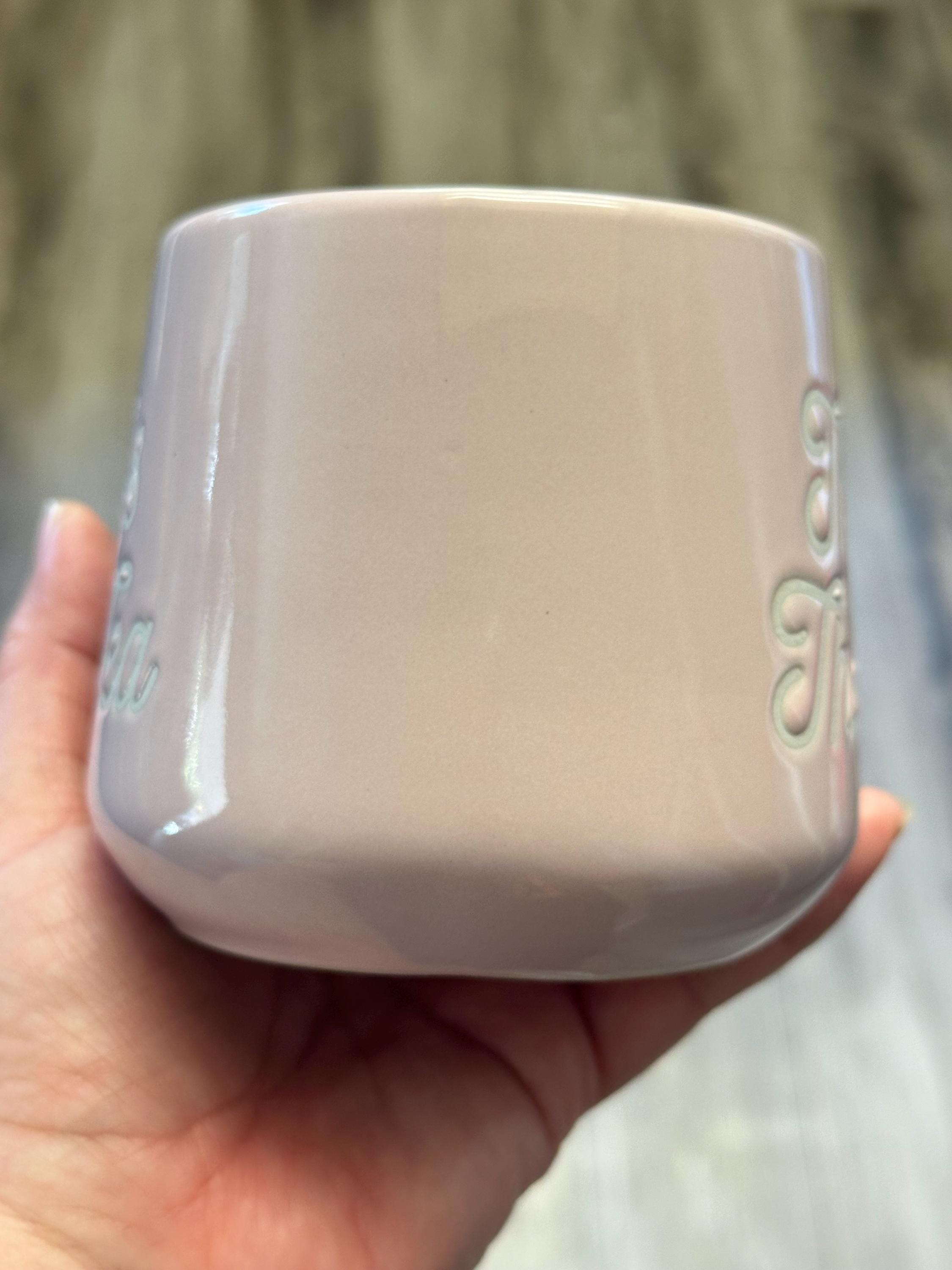 Tea Mug 12 oz Porcelain White pink – New. Ship Fast!