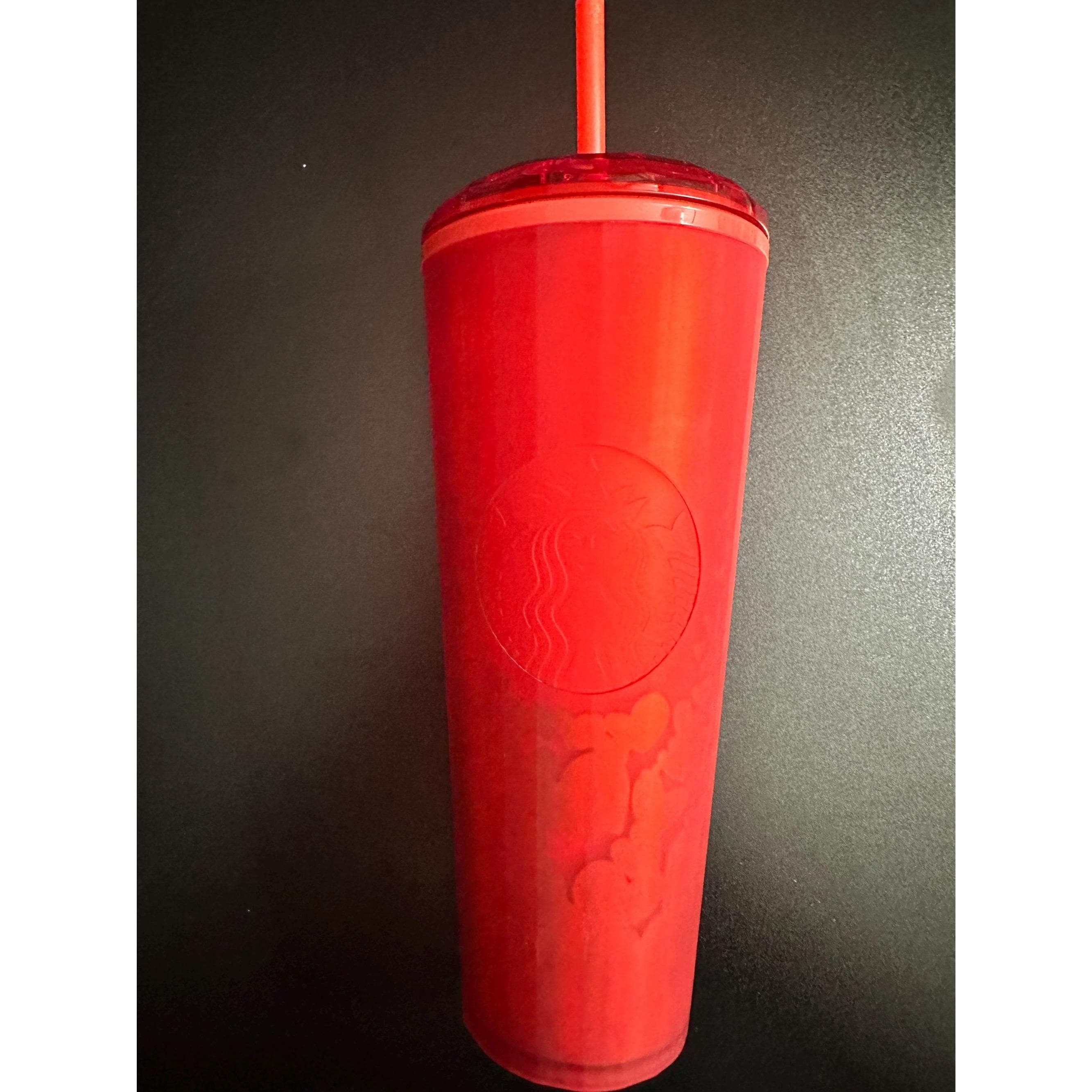 Starbucks Valentines Matte Red Hearts 24oz Cold Cup Tumbler. 2022!