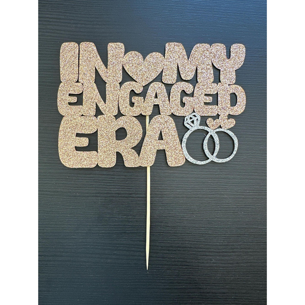 In My Engaged Era Cupcake Topper: Rose Gold Glitter Engagement Party Decor. Ship Fast!