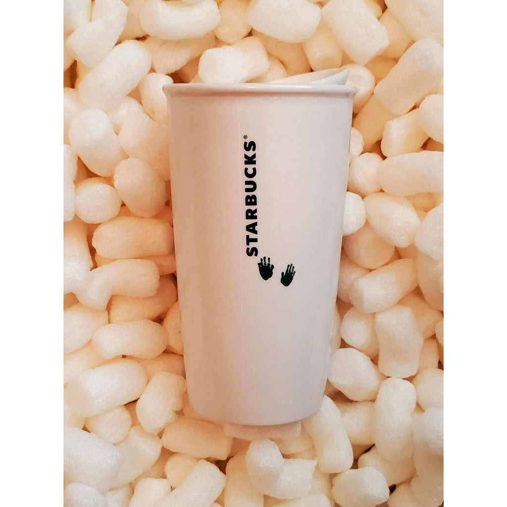 Starbucks Green Finger Paint Boy ceramic travel Tumbler 2015. Ship fast!