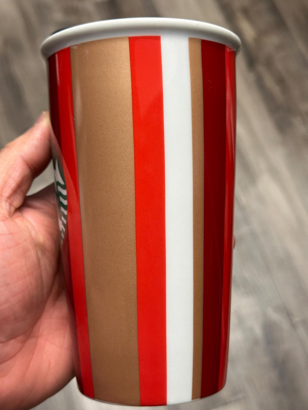 Starbucks Holiday Red & White Striped Ceramic Travel Tumbler 12oz – Ship fast!