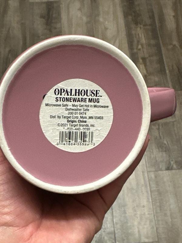 Stoneware Coffee Mug Mauve Gold Trimmed With The Initial B. New! Ship Fast!