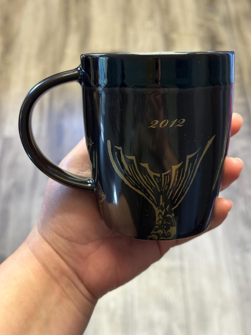 Starbucks Siren Mermaid 2012 Anniversary Mug 12oz Black Brown Gold Collectible. Ship Fast!